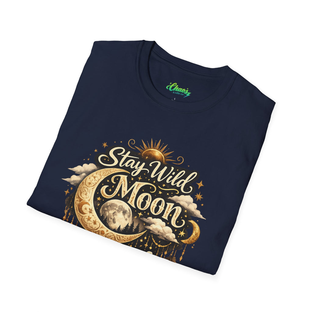 Unisex Stay Wild Moon Child T-Shirt — Boho Moon Phase Graphic Tee