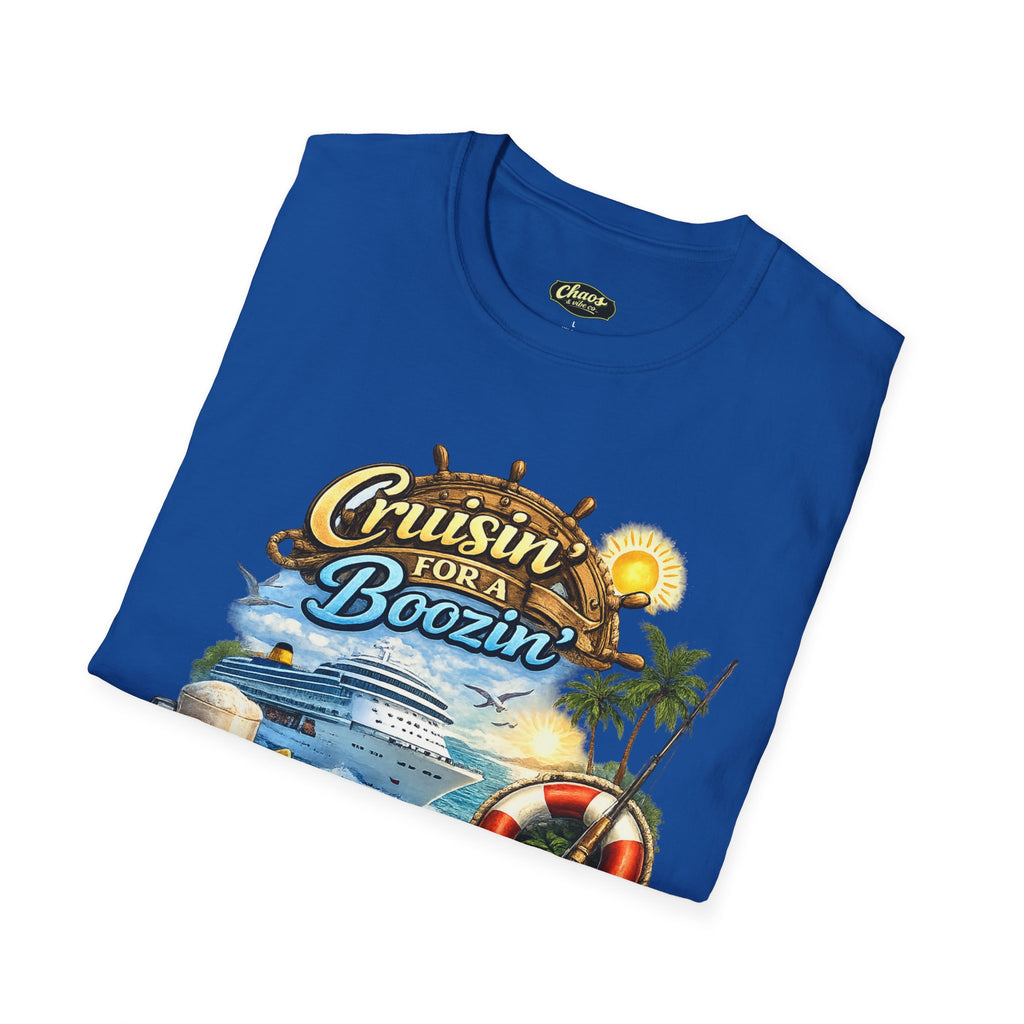 Unisex Cruisin' for a Boozin' T-Shirt | Beach Cruise, Tropical Drinks, Palm Trees
