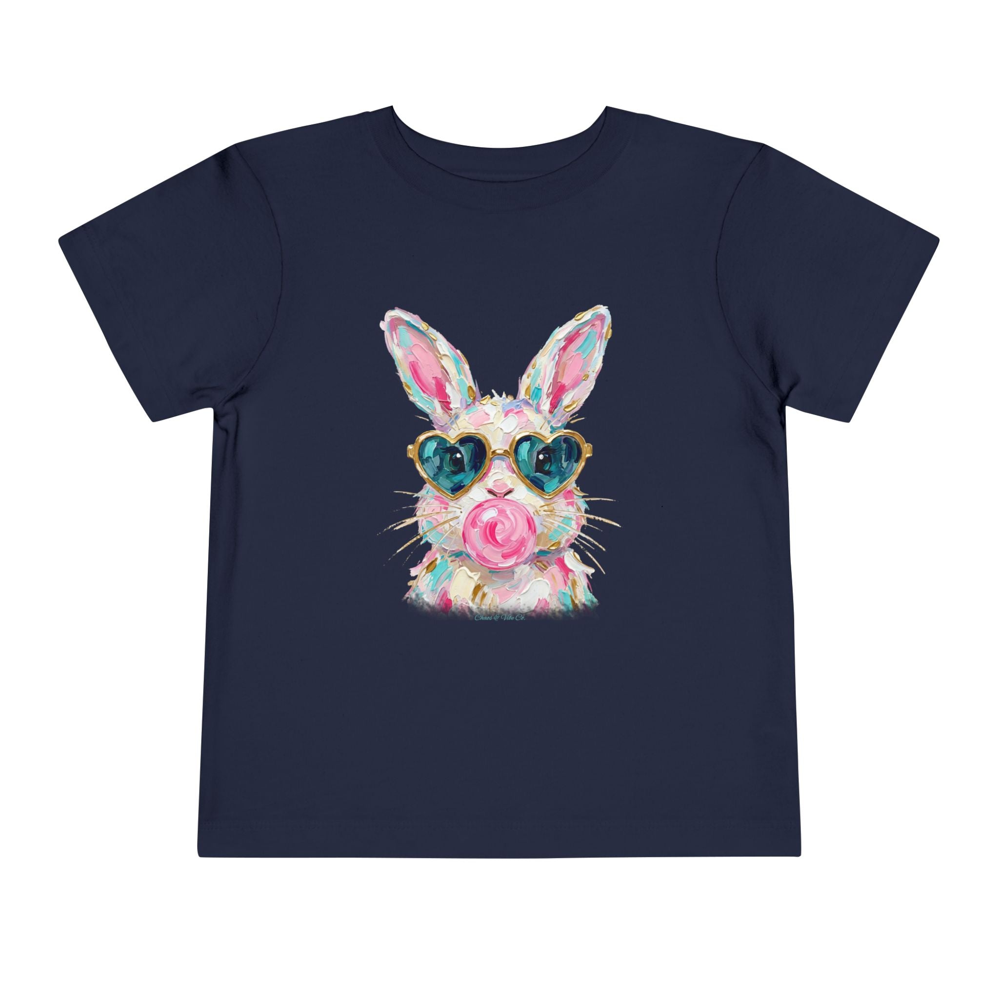 Toddler Tee — Colorful Bunny with Heart Sunglasses & Lollipop (Cute Easter Kids Shirt)