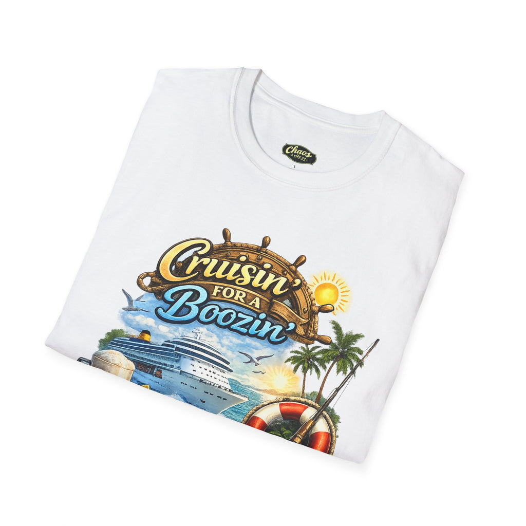 Unisex Cruisin' for a Boozin' T-Shirt | Beach Cruise, Tropical Drinks, Palm Trees