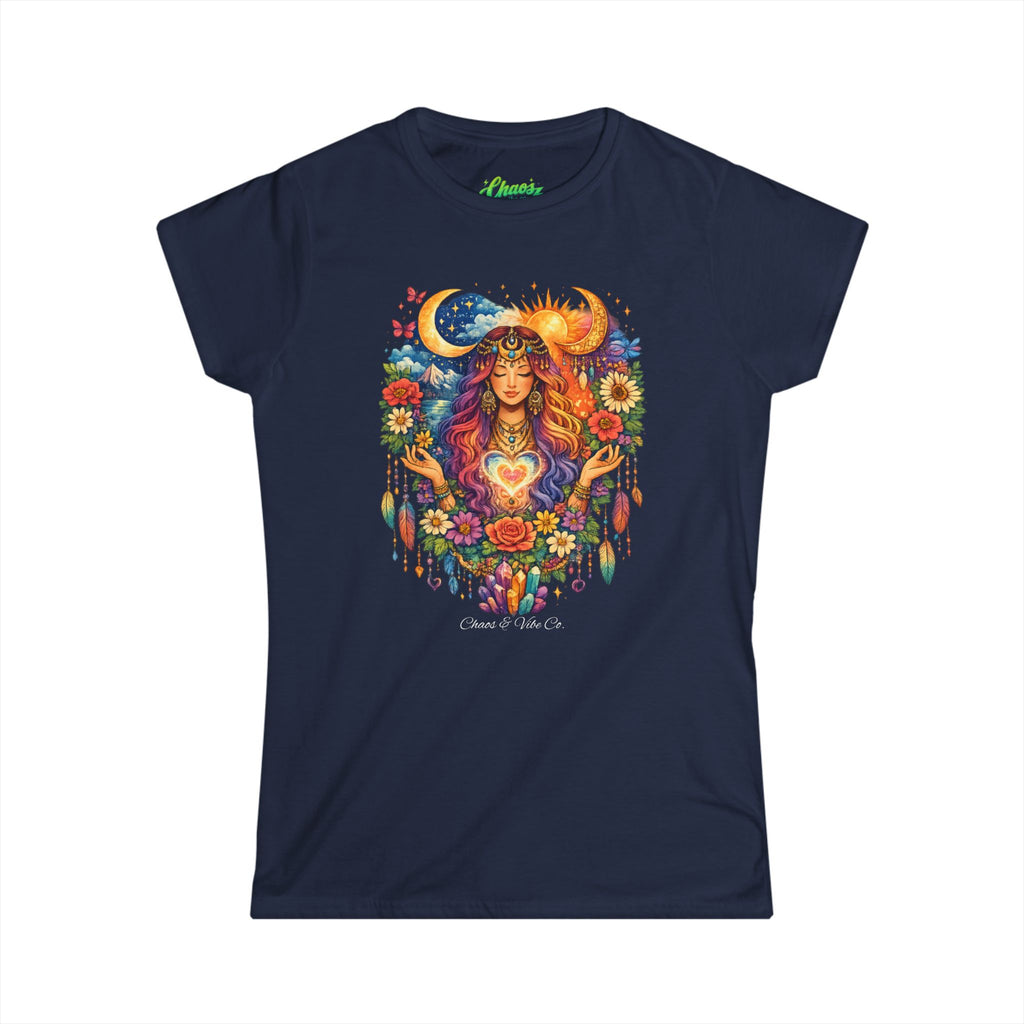 Bohemian Sun Moon Goddess Tee | Floral Heart Mandala, Dreamcatcher Vibes