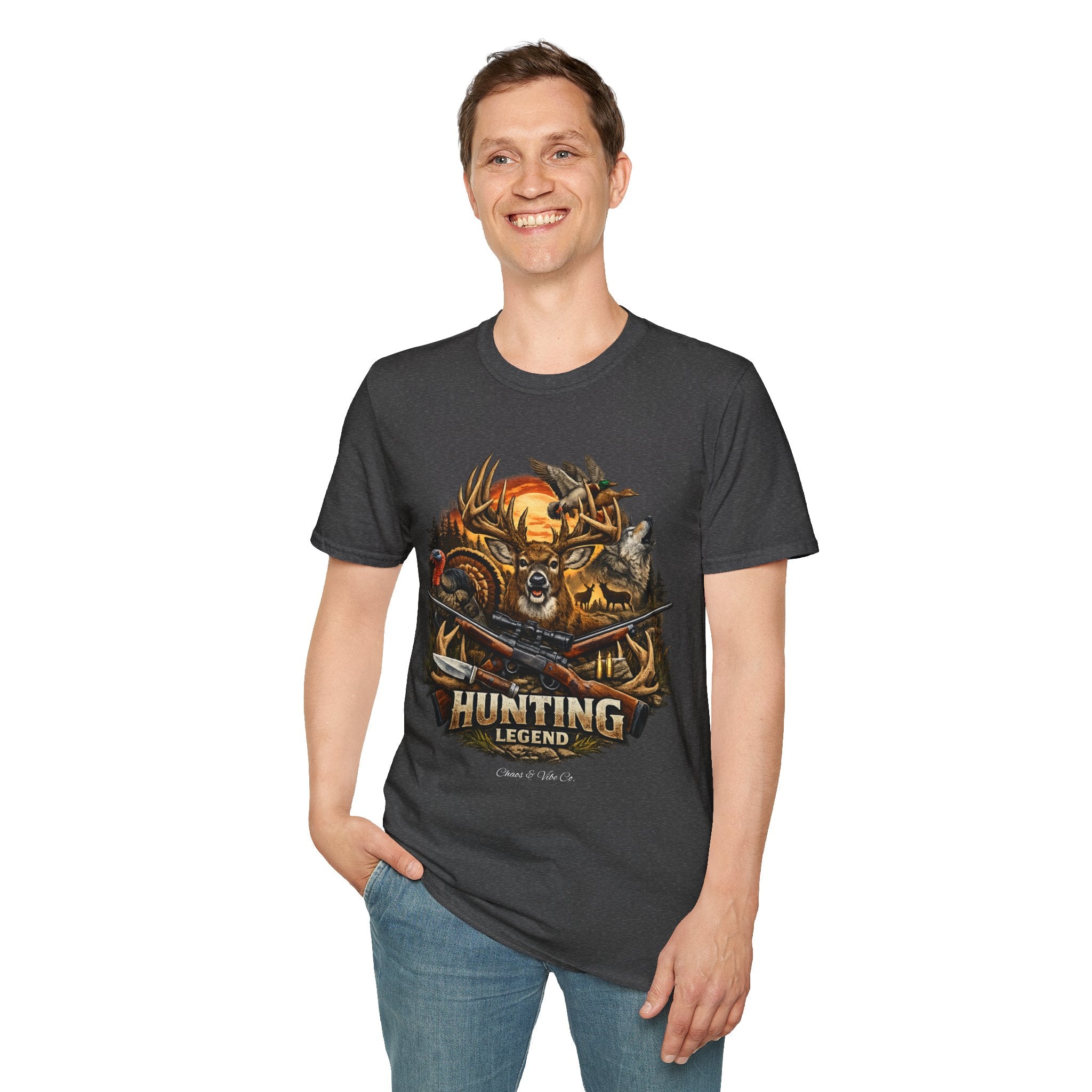 Unisex Hunting Legend T-Shirt — Deer, Wolf, Turkey & Duck Wildlife Graphic Tee