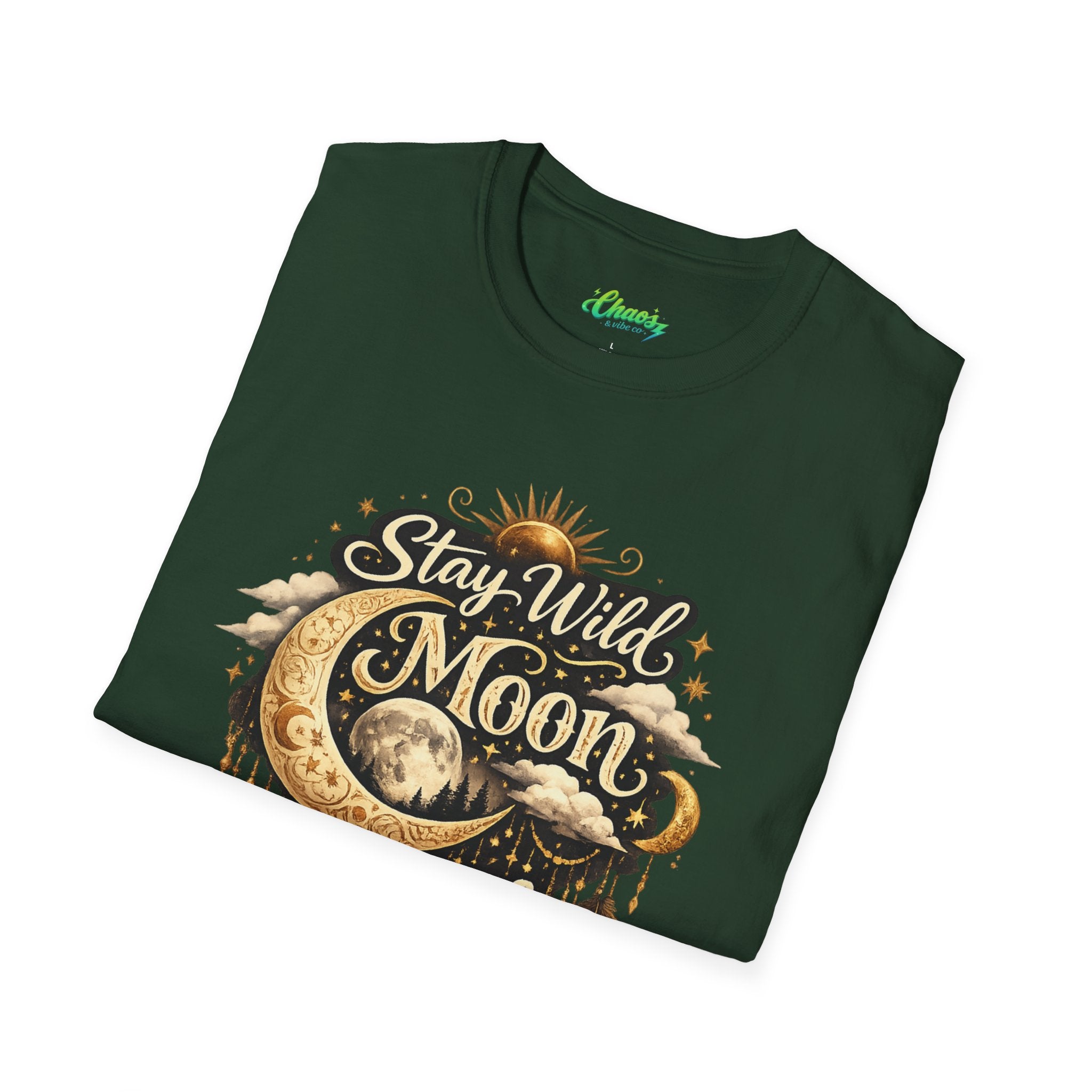 Unisex Stay Wild Moon Child T-Shirt — Boho Moon Phase Graphic Tee