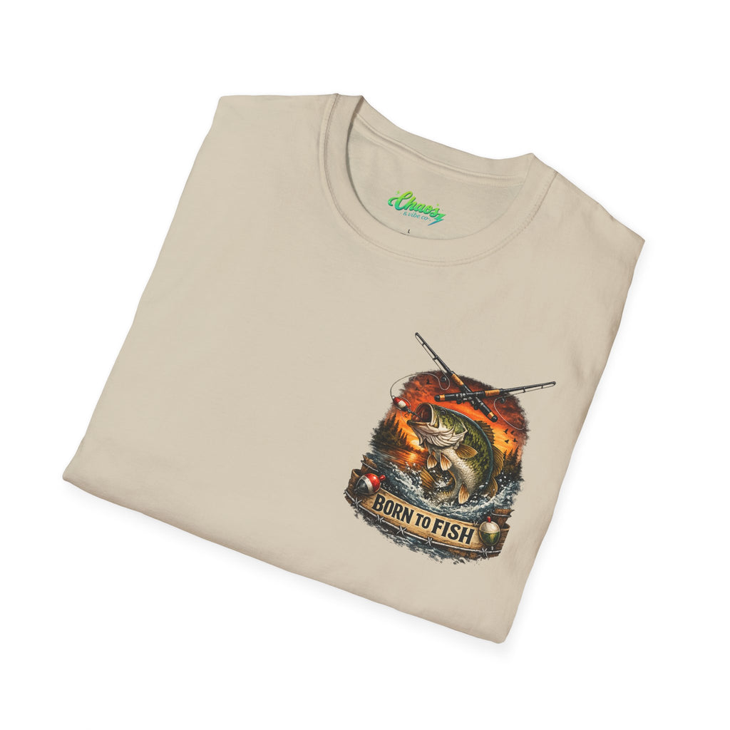 Unisex Born to Fish T-Shirt — Fishing Graphic Tee ("Born to Fish, Forced to Work")