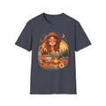 Boho Camper Girl T-Shirt | Retro Van, Campfire, Floral Sunset