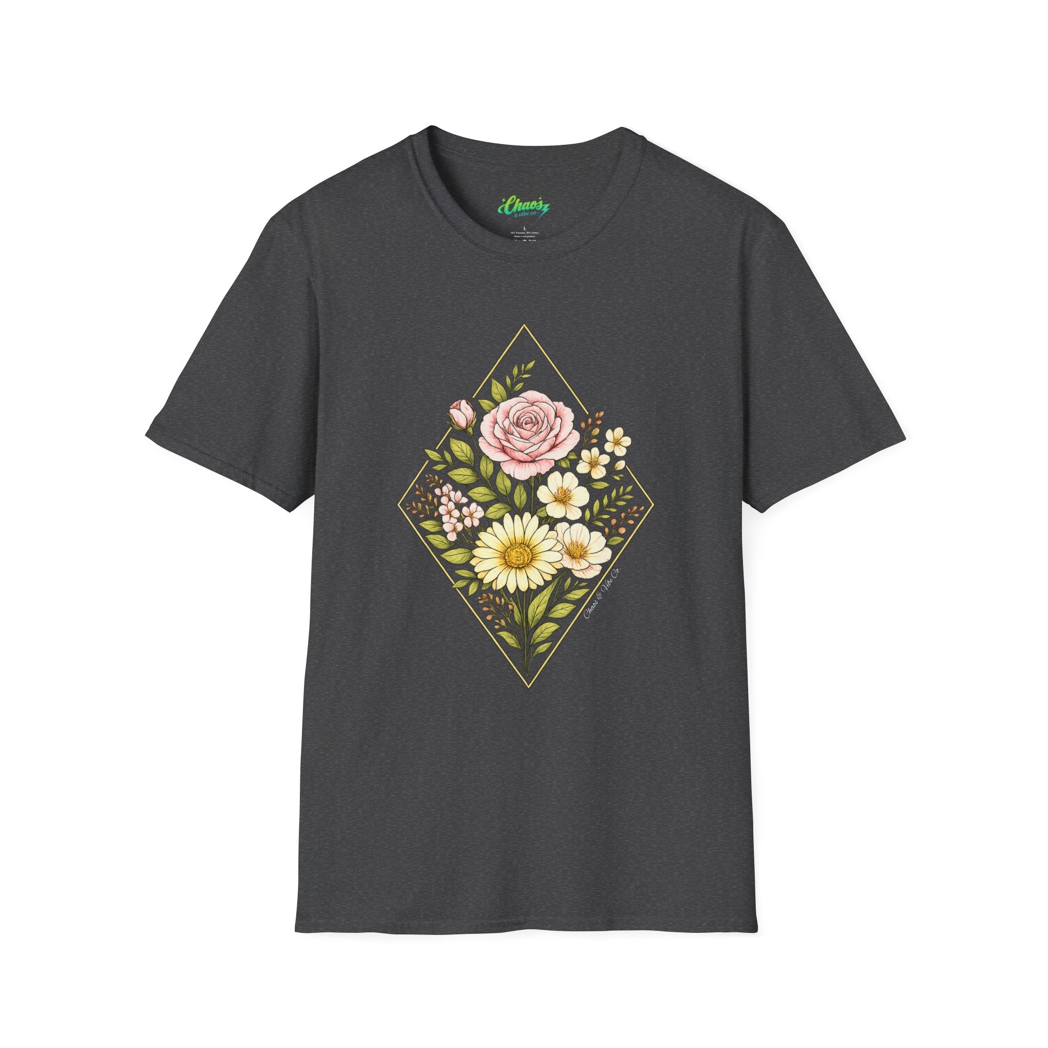 Unisex Colored Floral Diamond T-Shirt