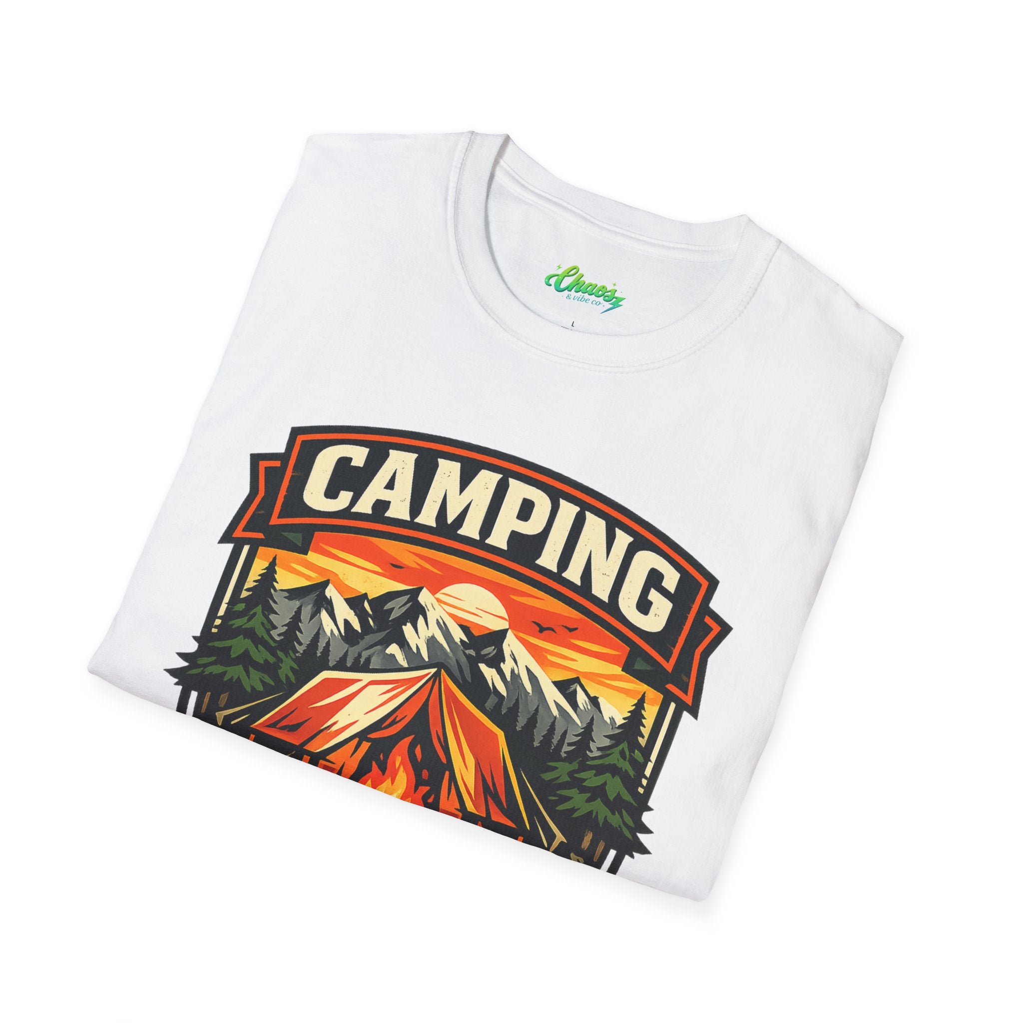 Unisex Camping Wild & Free T-Shirt — Vintage Tent Mountain Outdoor Tee