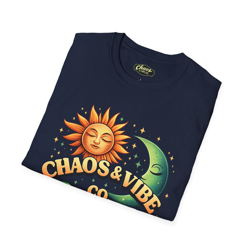 Sun and Moon Chaos & Vibe Co. T-Shirt | Retro Celestial Graphic Tee
