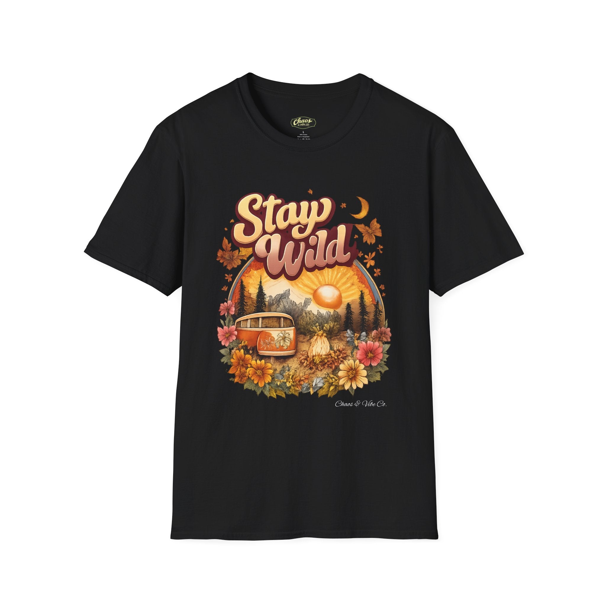 Stay Wild van sunset graphic T-Shirt | vintage camper adventure