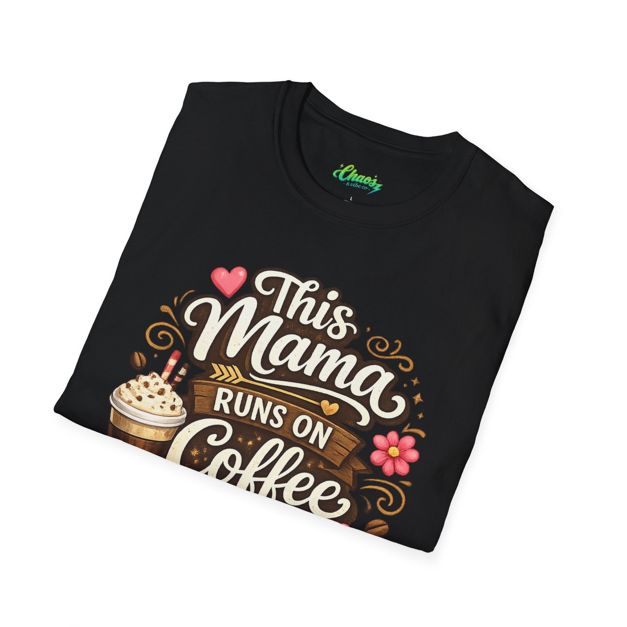 Unisex Mama Runs on Coffee & Chaos T-Shirt — Funny Mother's Day Mom Tee