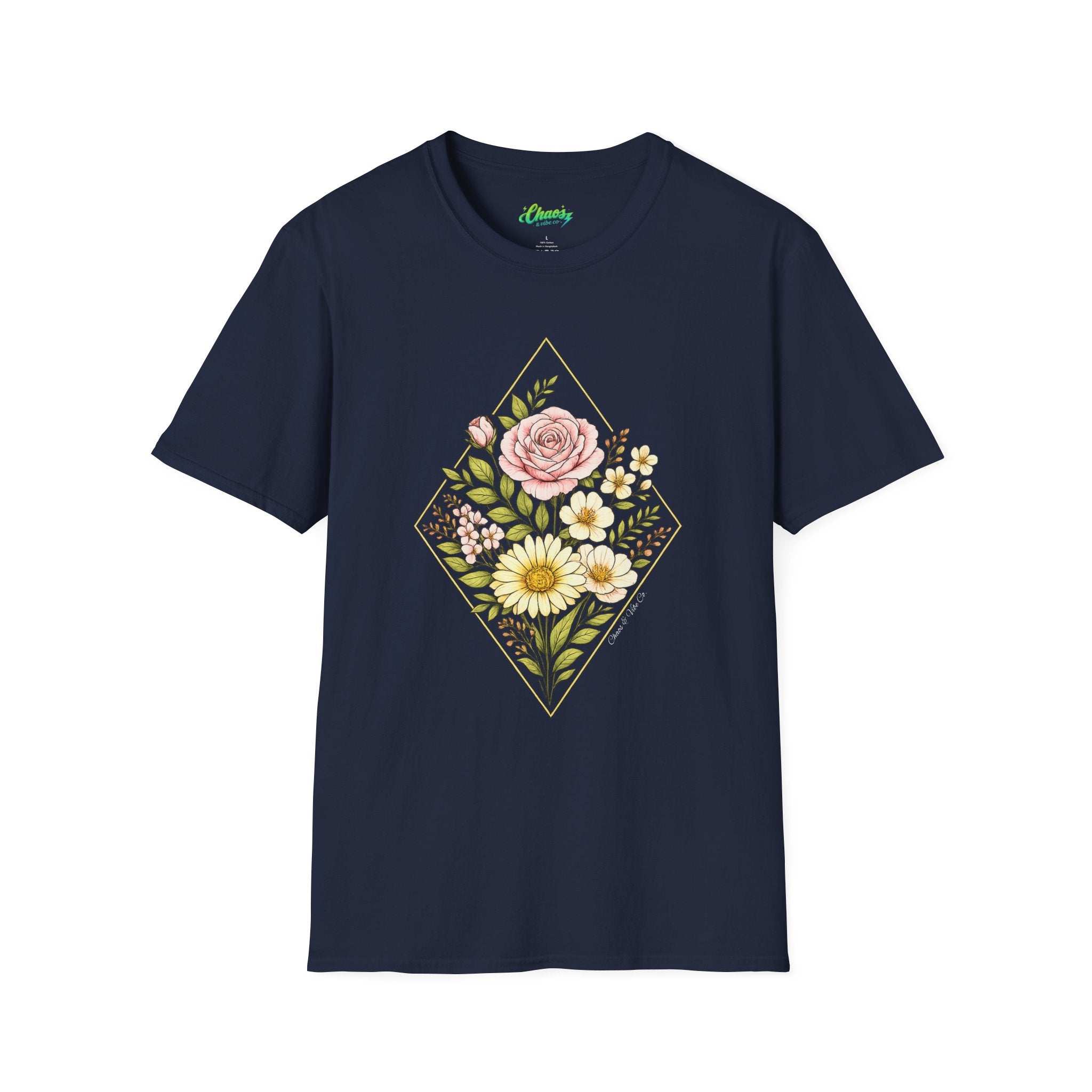Unisex Colored Floral Diamond T-Shirt