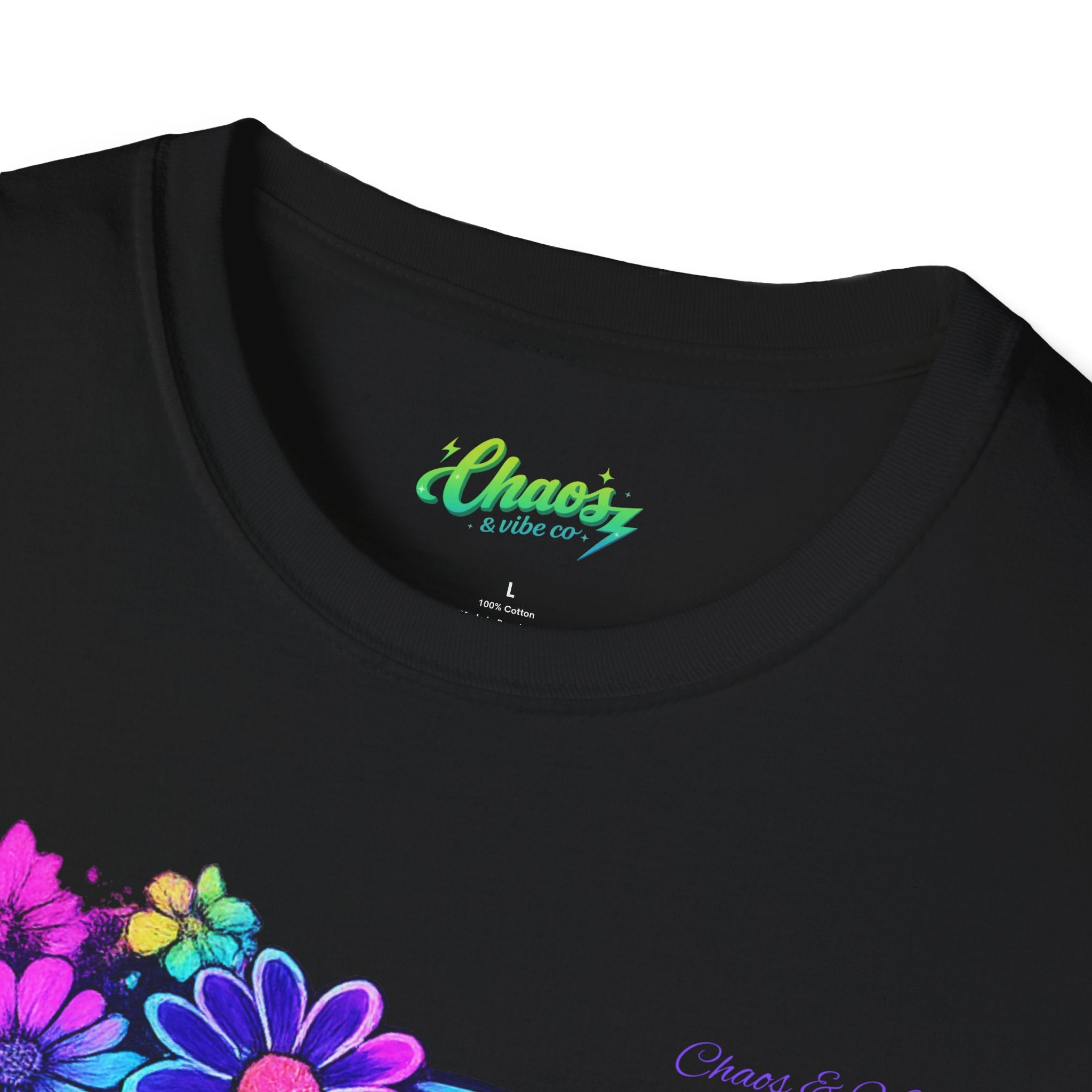 Unisex floral skull checker Softstyle T-Shirt