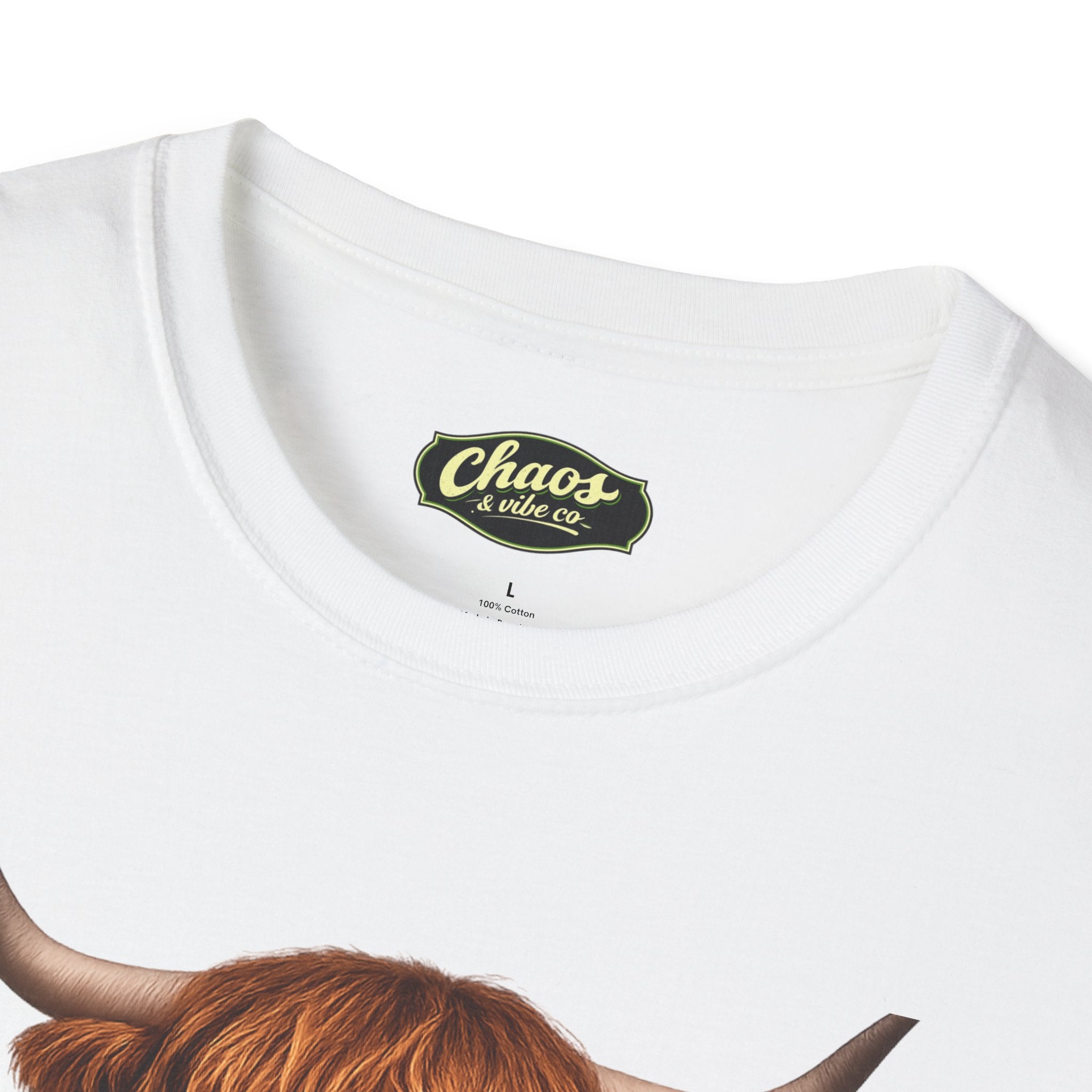 Cozy Highland Cow Too Cozy to Care T-Shirt | Plaid Scarf Floral Design