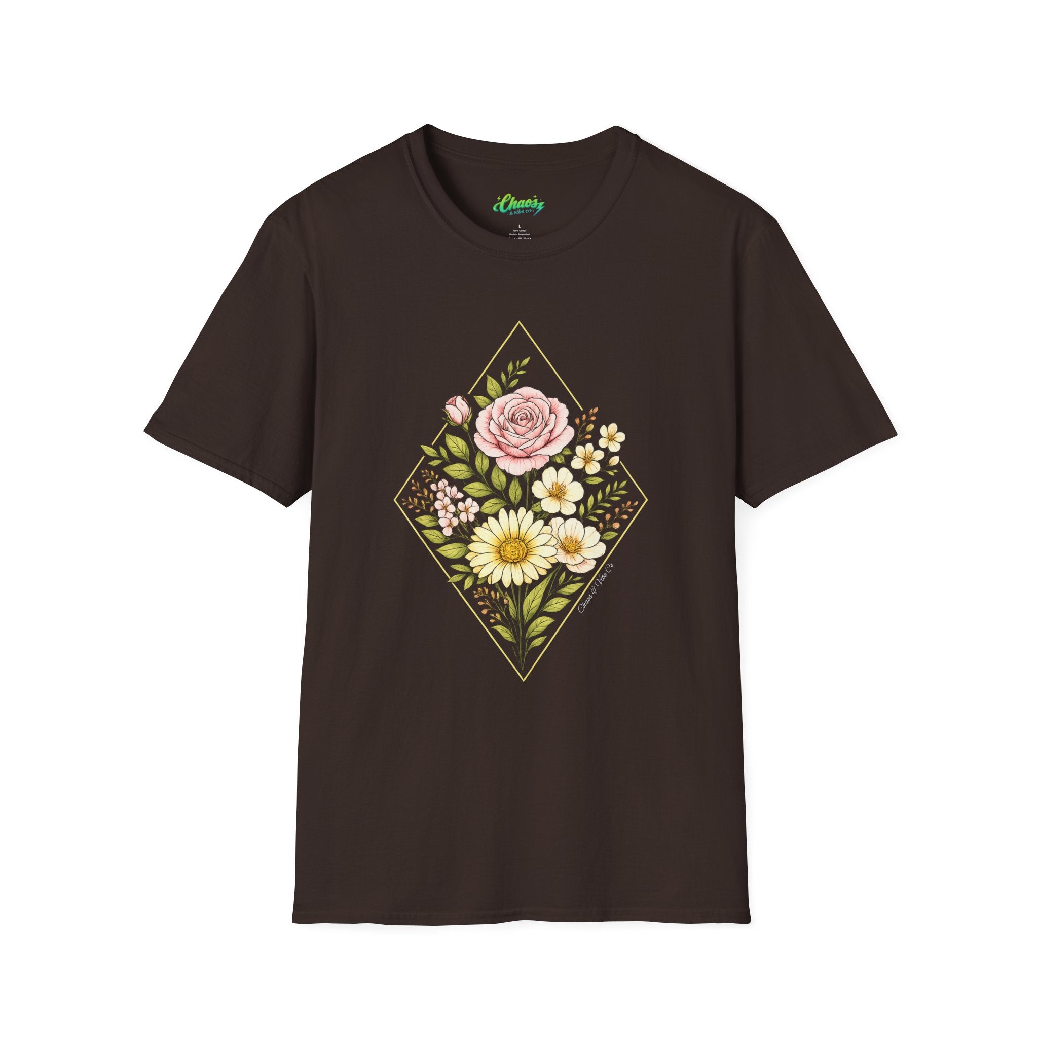 Unisex Colored Floral Diamond T-Shirt