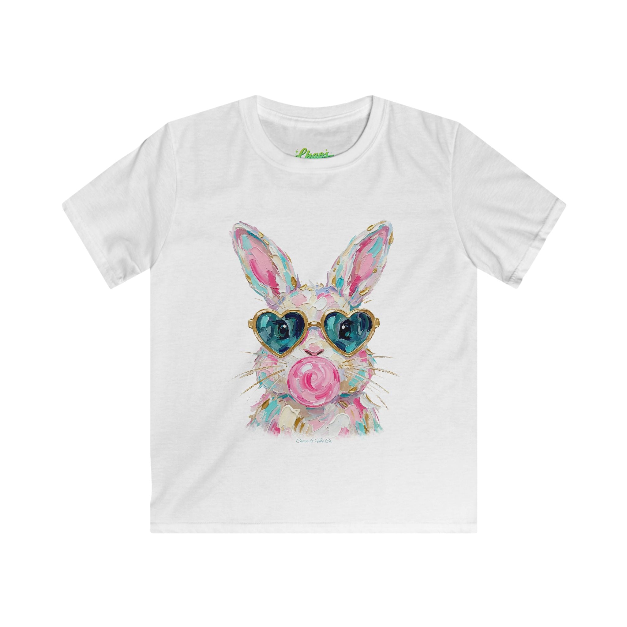 Kids Bunny T‑Shirt — Colorful Bunny with Heart Sunglasses