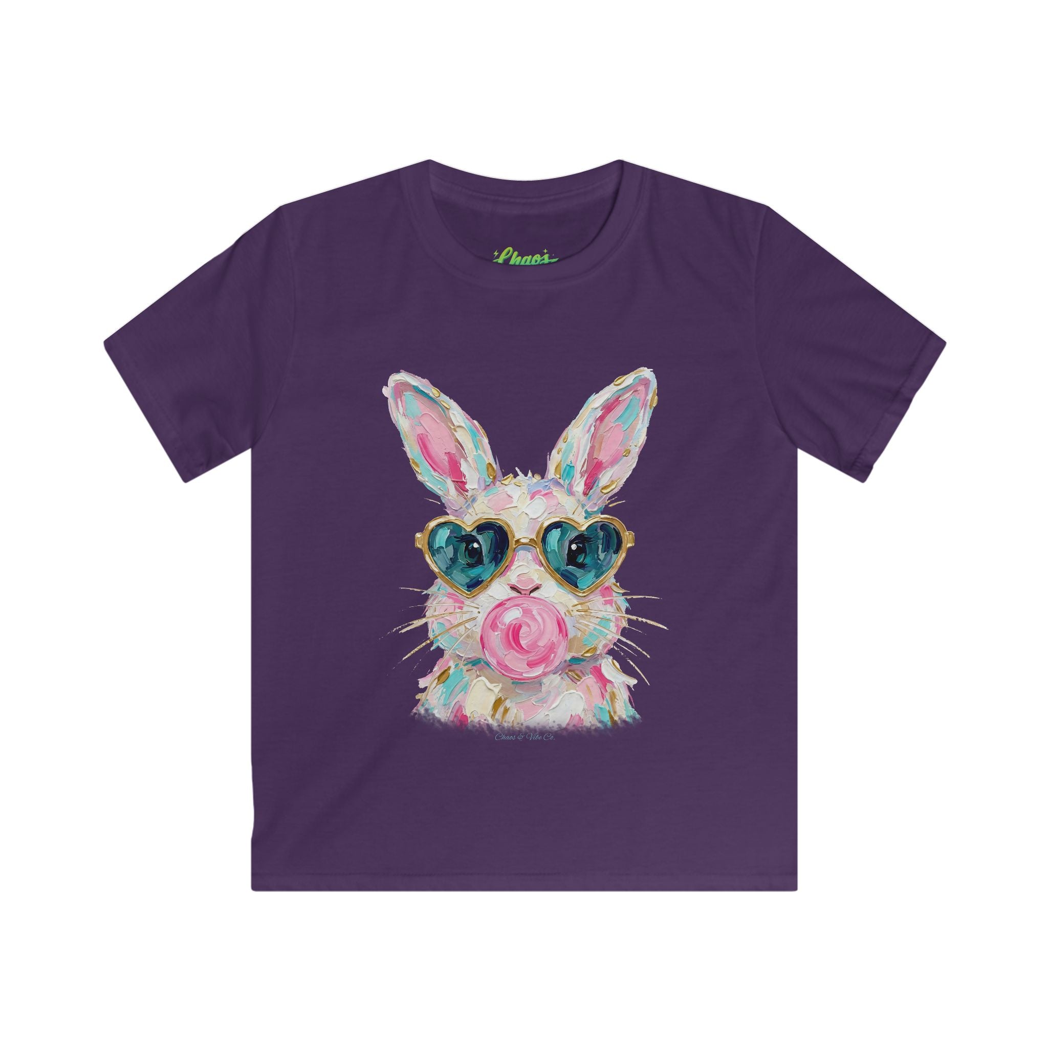 Kids Bunny T‑Shirt — Colorful Bunny with Heart Sunglasses