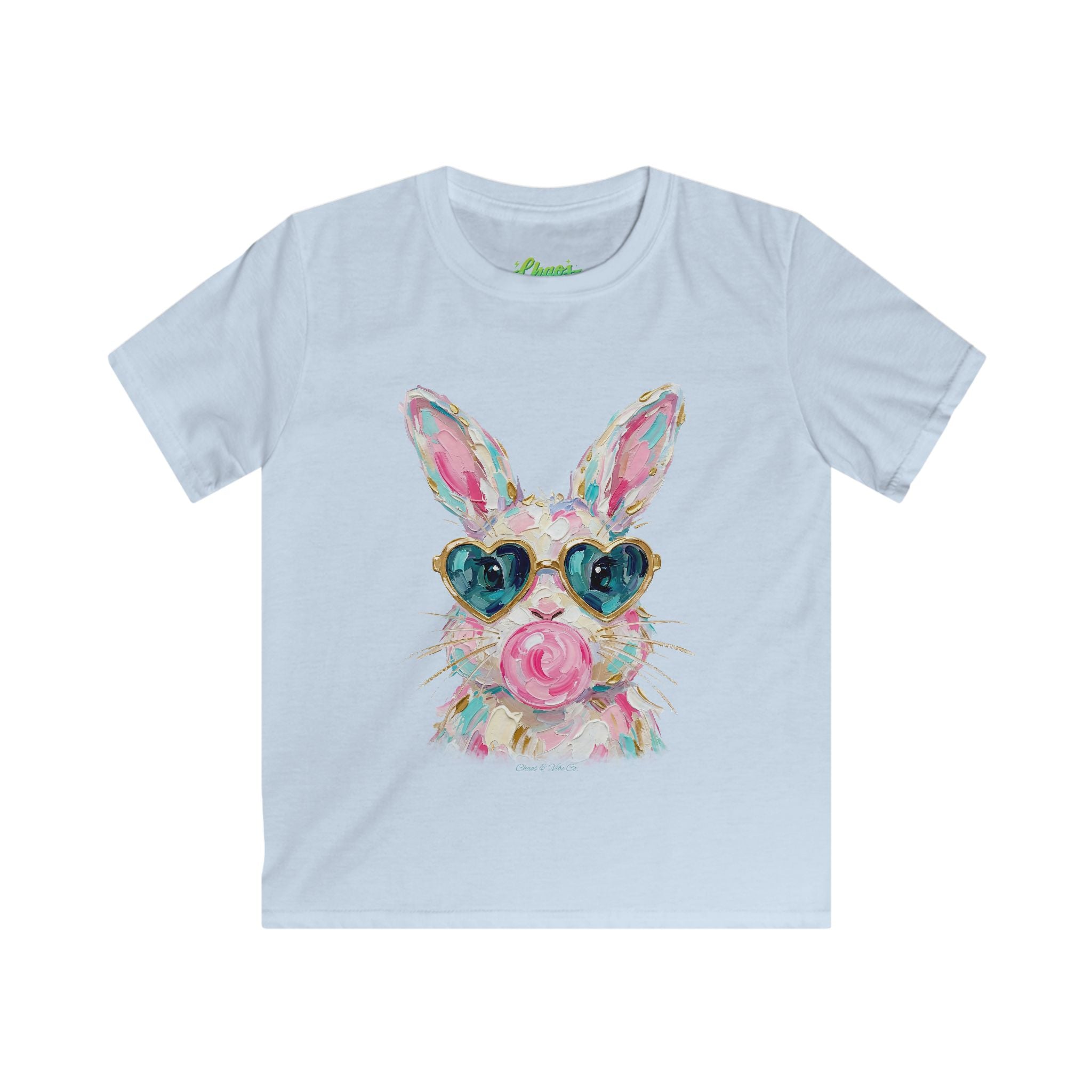 Kids Bunny T‑Shirt — Colorful Bunny with Heart Sunglasses