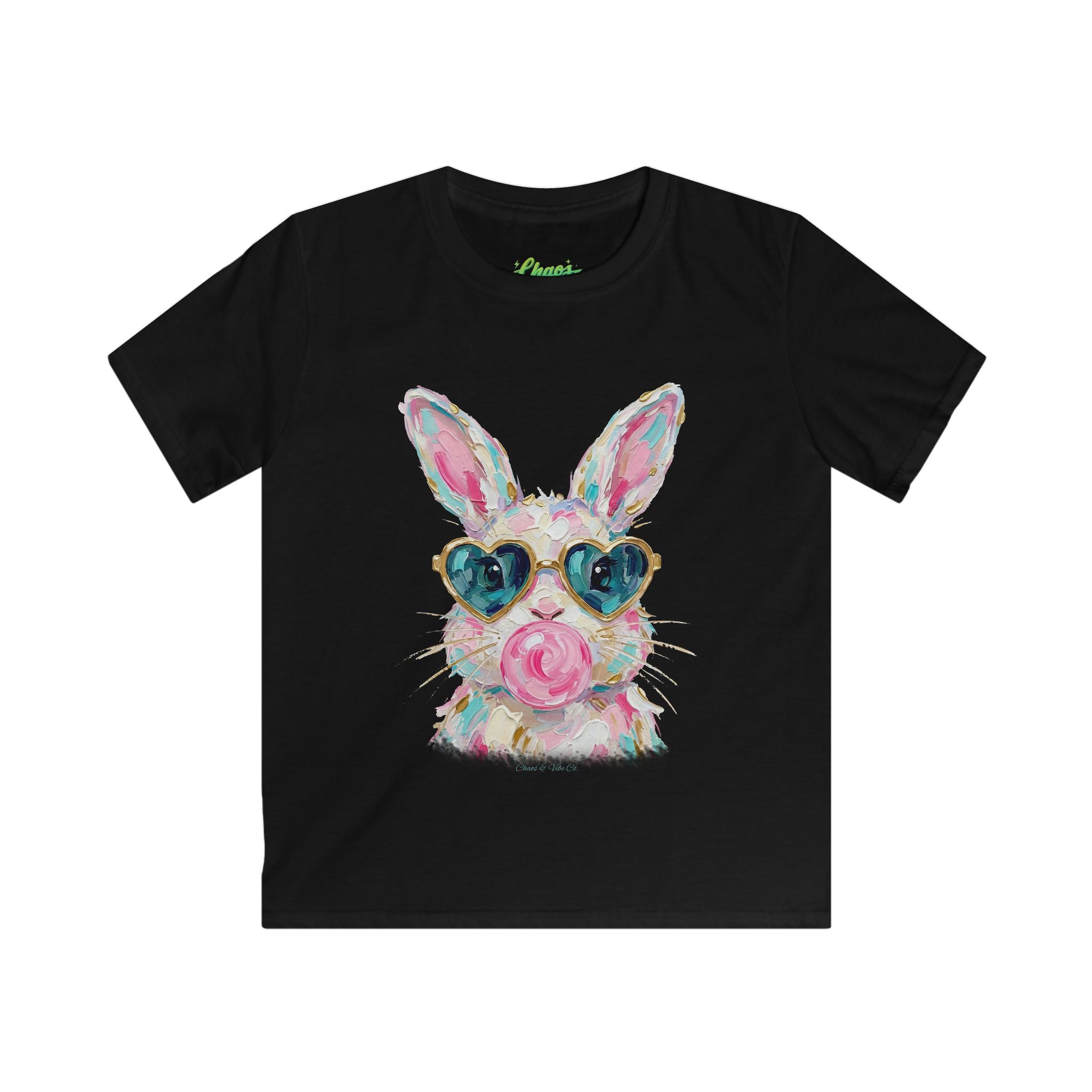 Kids Bunny T‑Shirt — Colorful Bunny with Heart Sunglasses