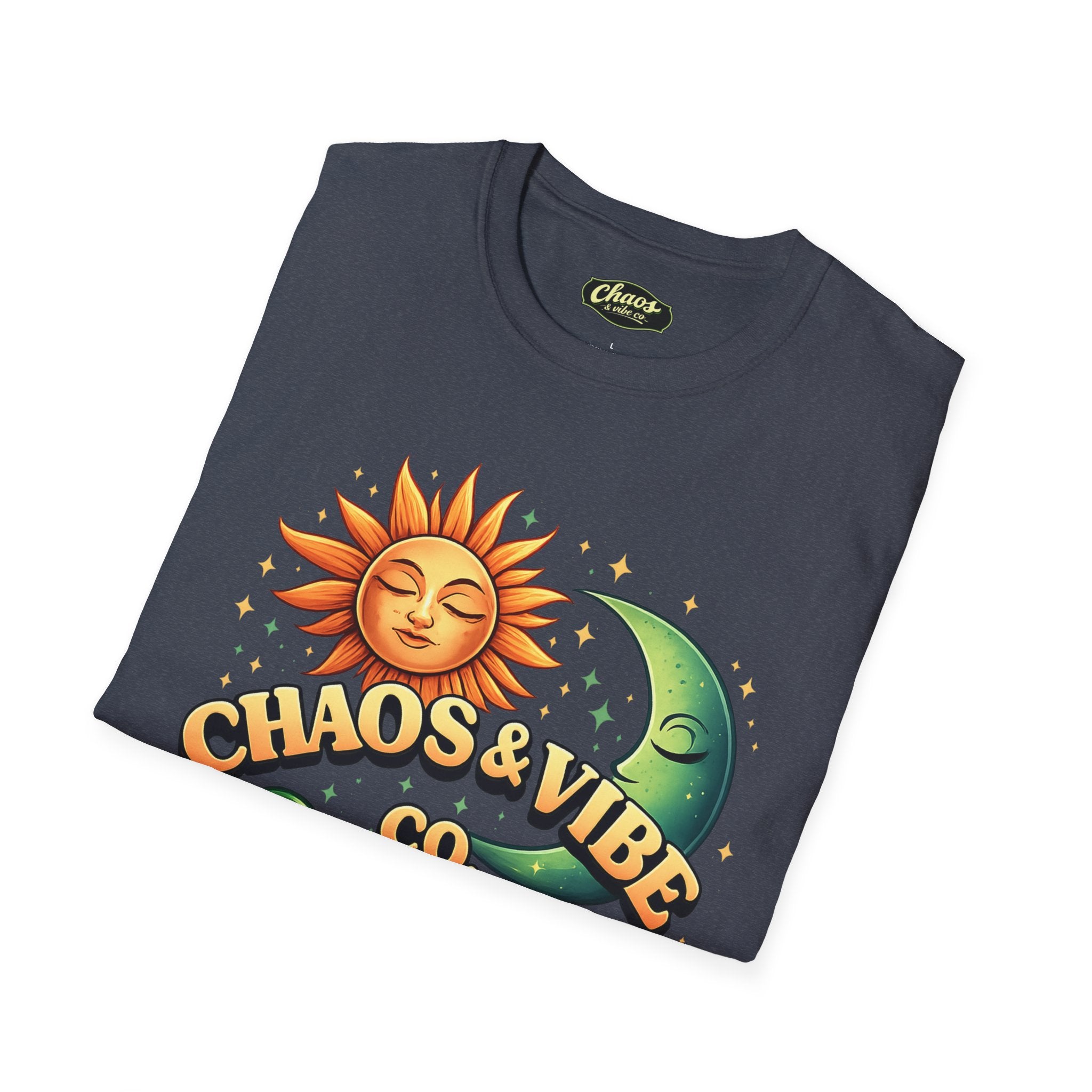 Sun and Moon Chaos & Vibe Co. T-Shirt | Retro Celestial Graphic Tee