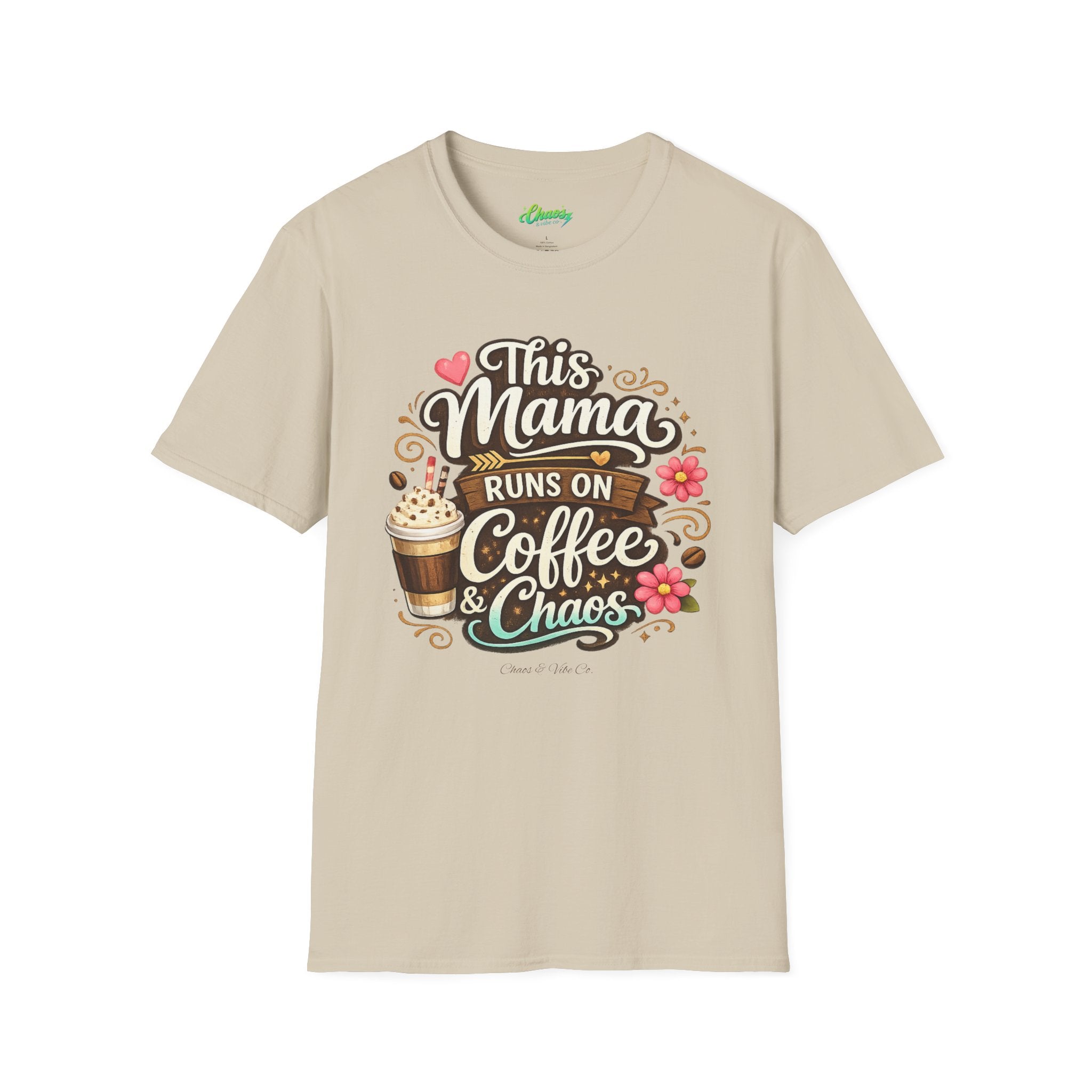 Unisex Mama Runs on Coffee & Chaos T-Shirt — Funny Mother's Day Mom Tee