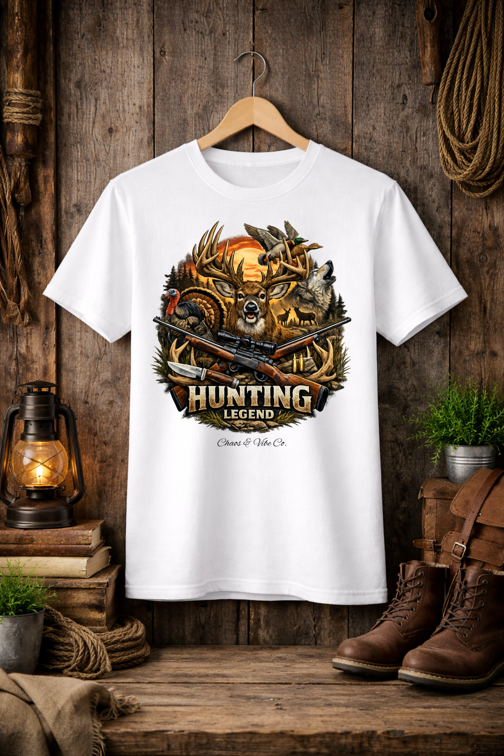 Unisex Hunting Legend T-Shirt — Deer, Wolf, Turkey & Duck Wildlife Graphic Tee