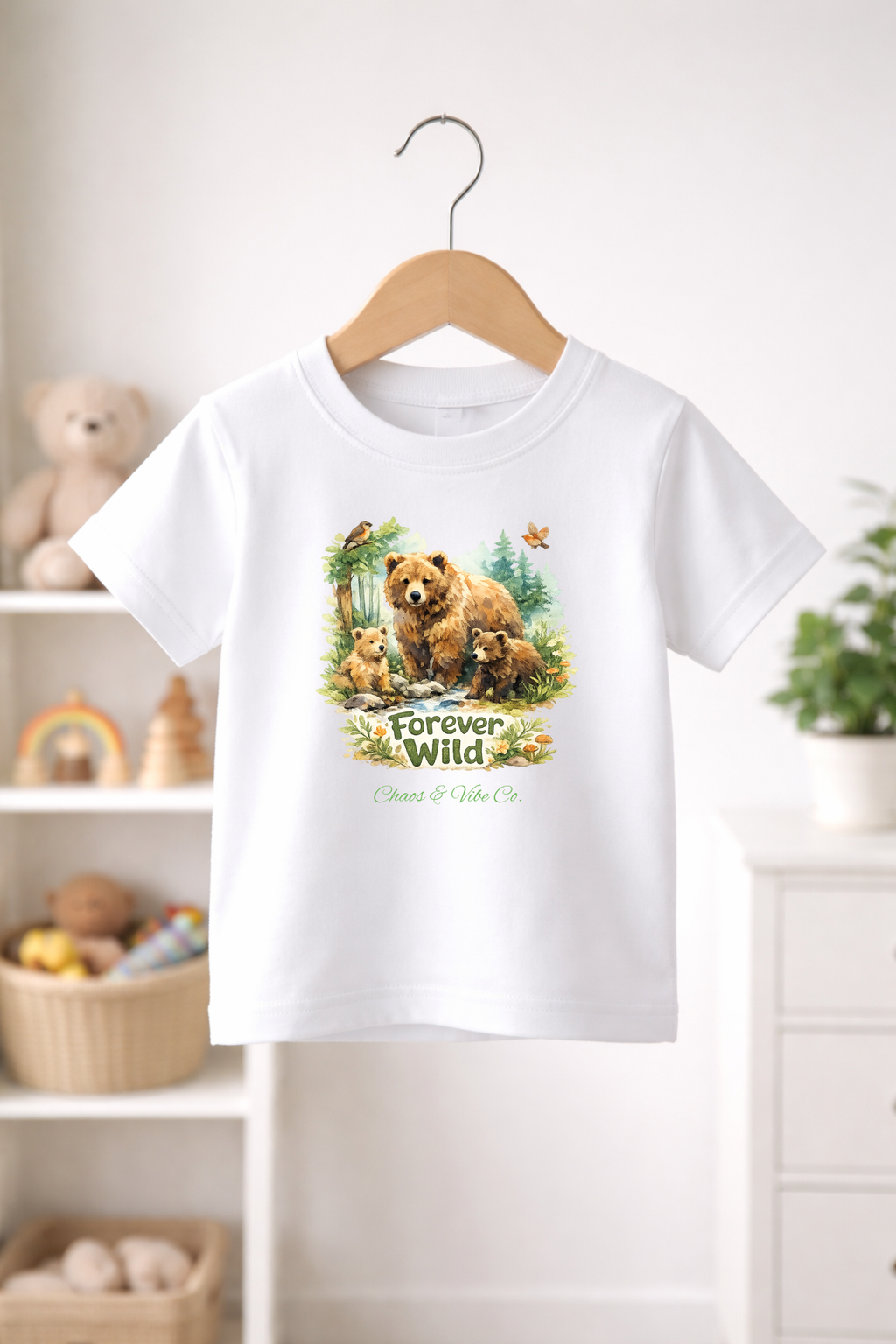 Toddler T-Shirt - "Forever Wild" Bear Woodland Graphic Tee