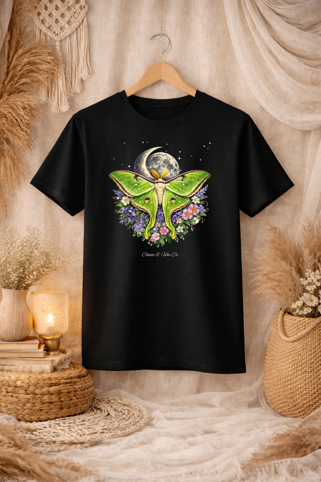 Unisex Luna Moth Moonlight T-Shirt — Botanical Moon Moth Graphic Tee