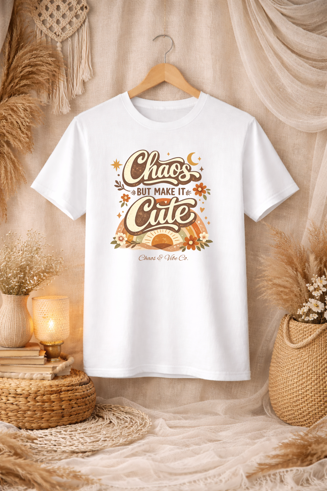 Unisex Chaos But Make It Cute T-Shirt — Retro Boho Graphic Tee
