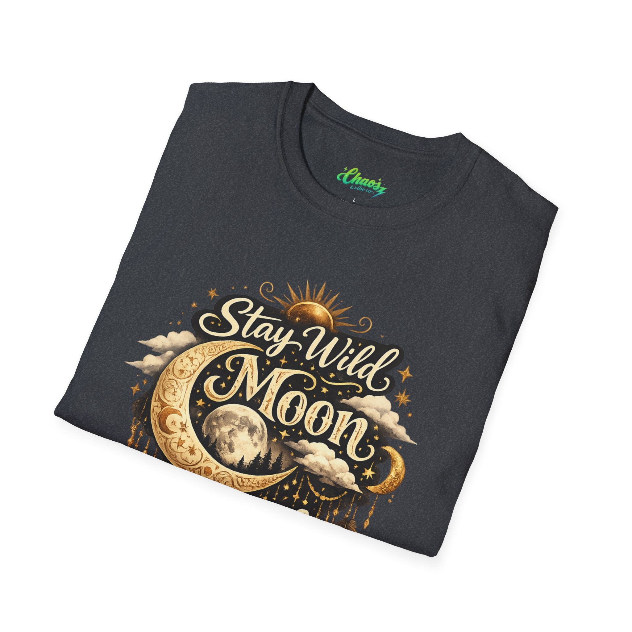 Unisex Stay Wild Moon Child T-Shirt — Boho Moon Phase Graphic Tee