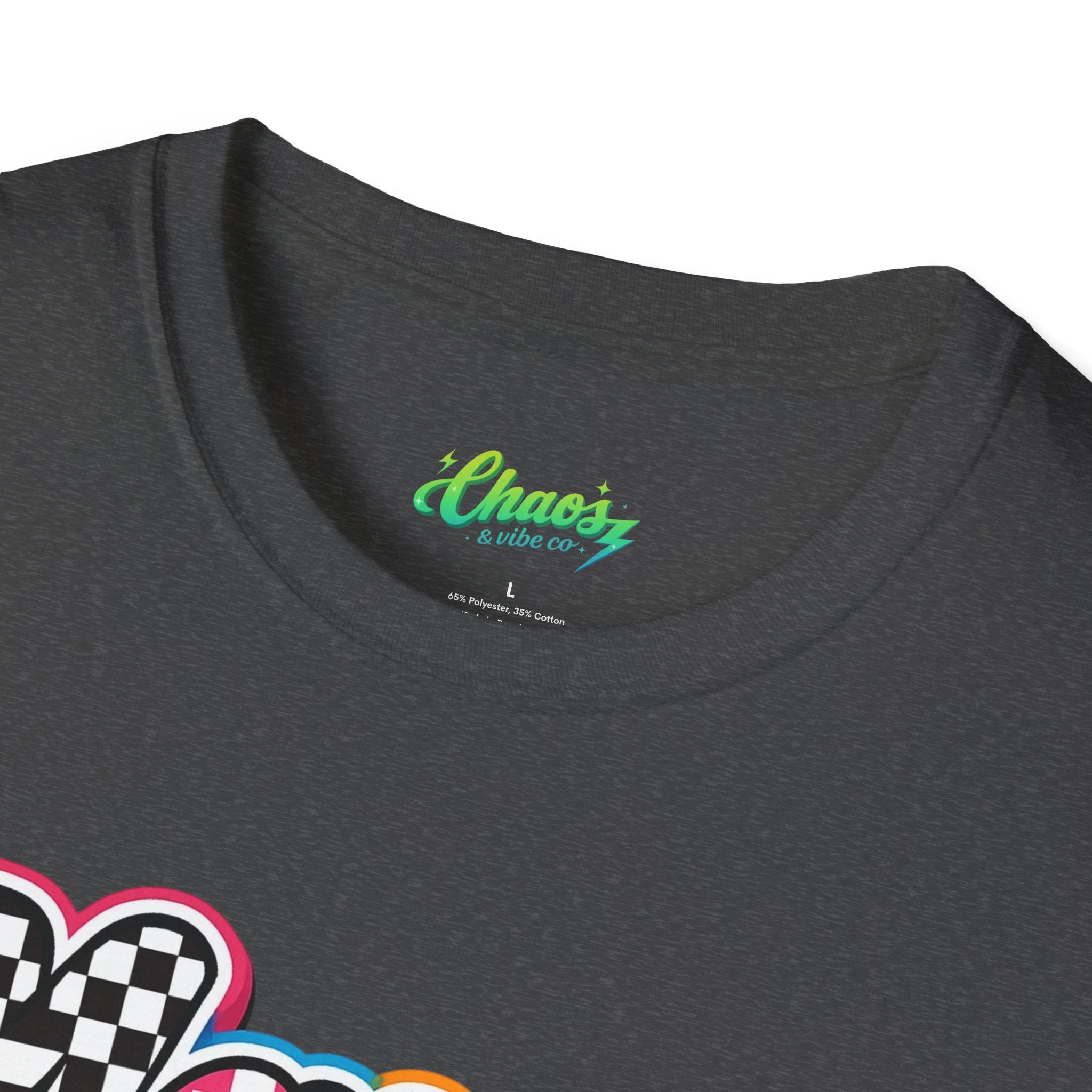 Mama Script Logo T-Shirt | Retro Checkerboard, Rainbow Bubble Letters