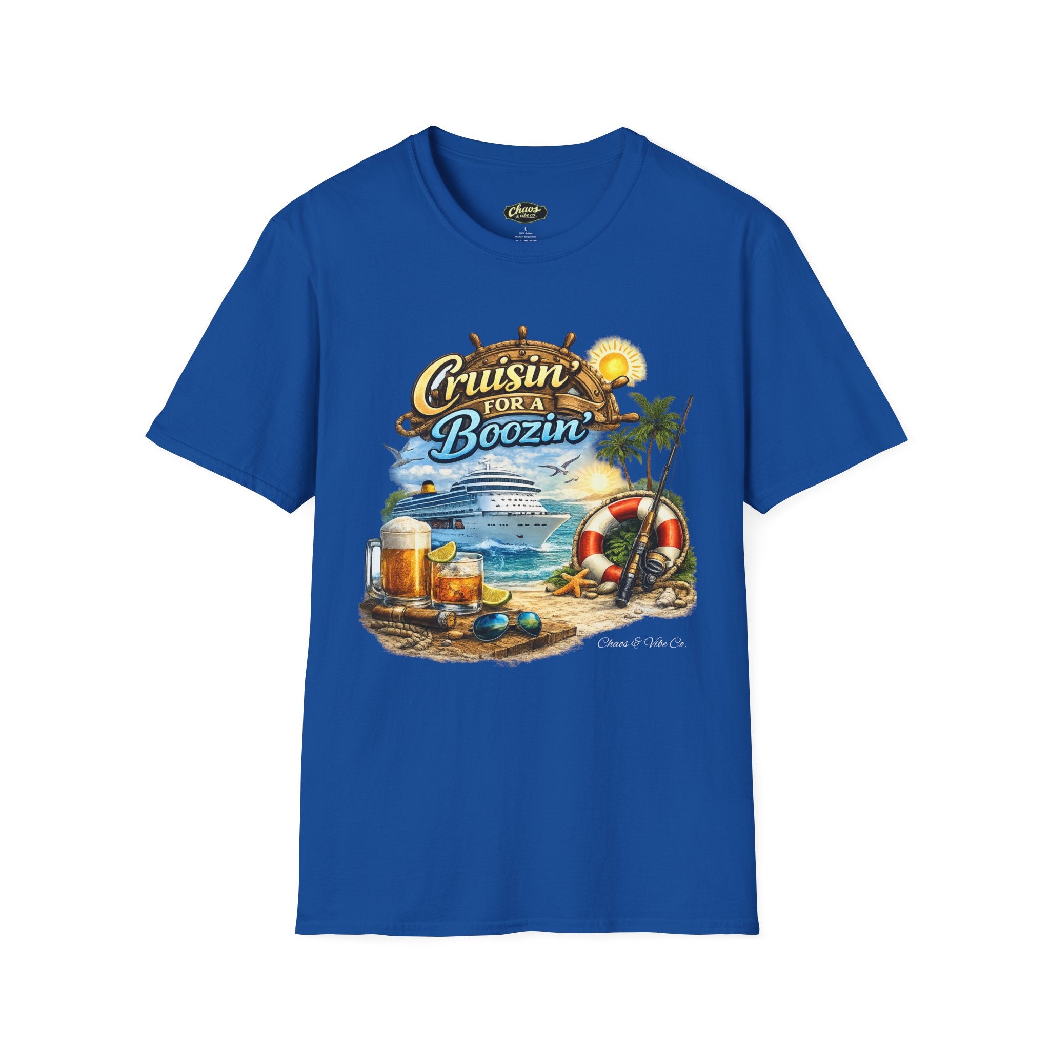 Unisex Cruisin' for a Boozin' T-Shirt | Beach Cruise, Tropical Drinks, Palm Trees