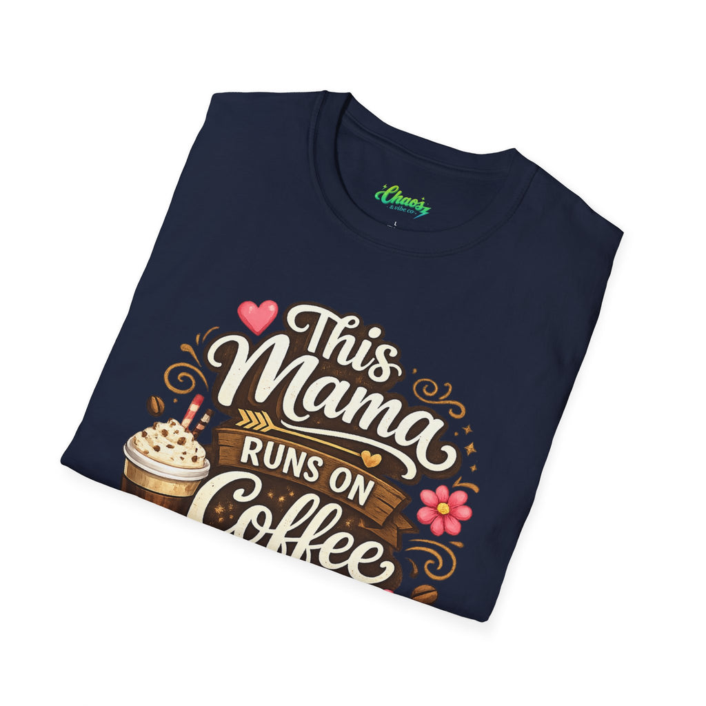 Unisex Mama Runs on Coffee & Chaos T-Shirt — Funny Mother's Day Mom Tee