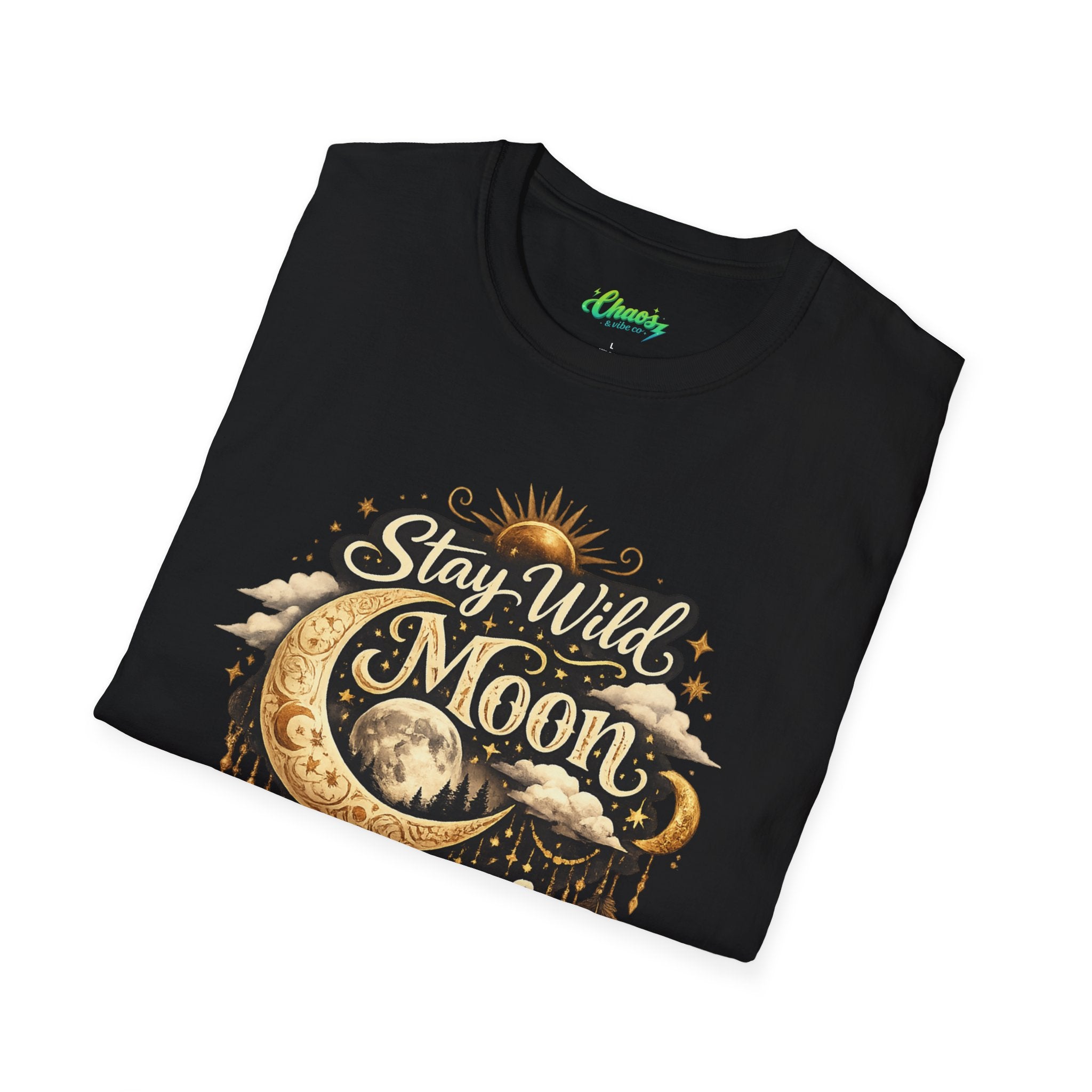 Unisex Stay Wild Moon Child T-Shirt — Boho Moon Phase Graphic Tee