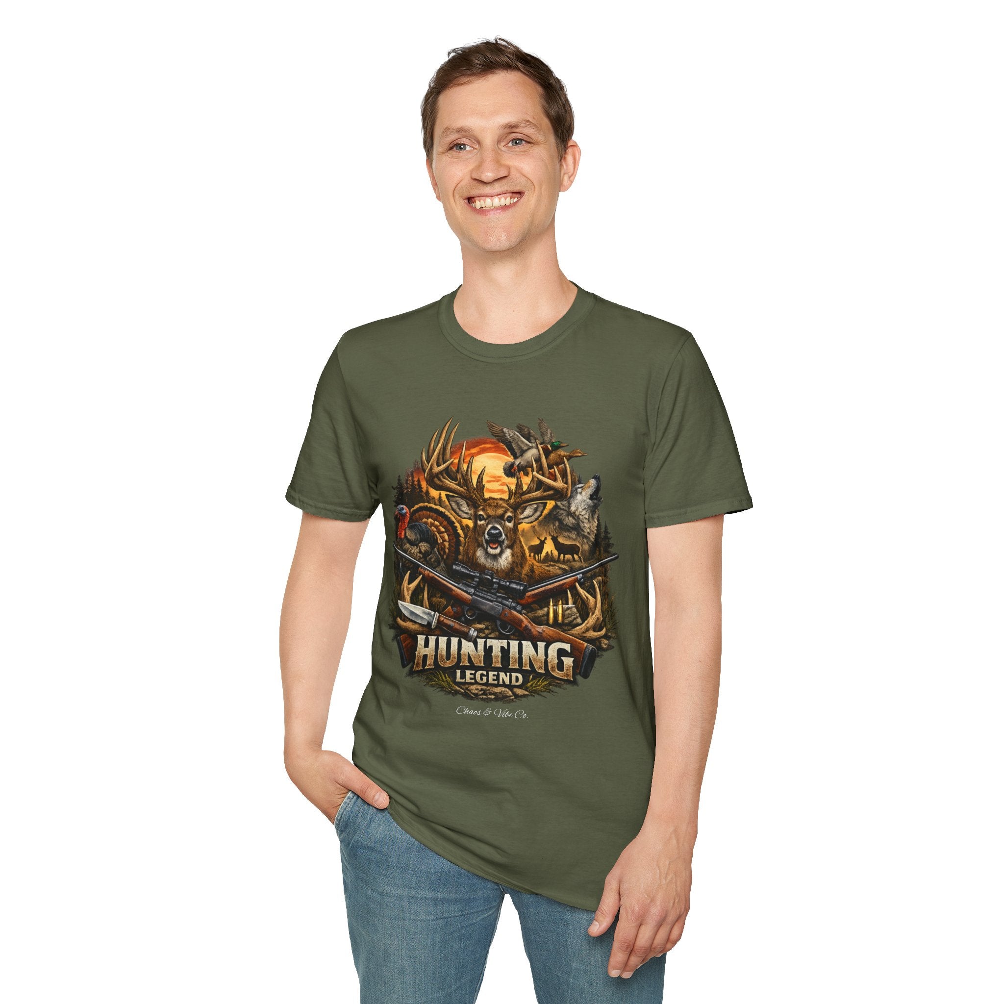 Unisex Hunting Legend T-Shirt — Deer, Wolf, Turkey & Duck Wildlife Graphic Tee