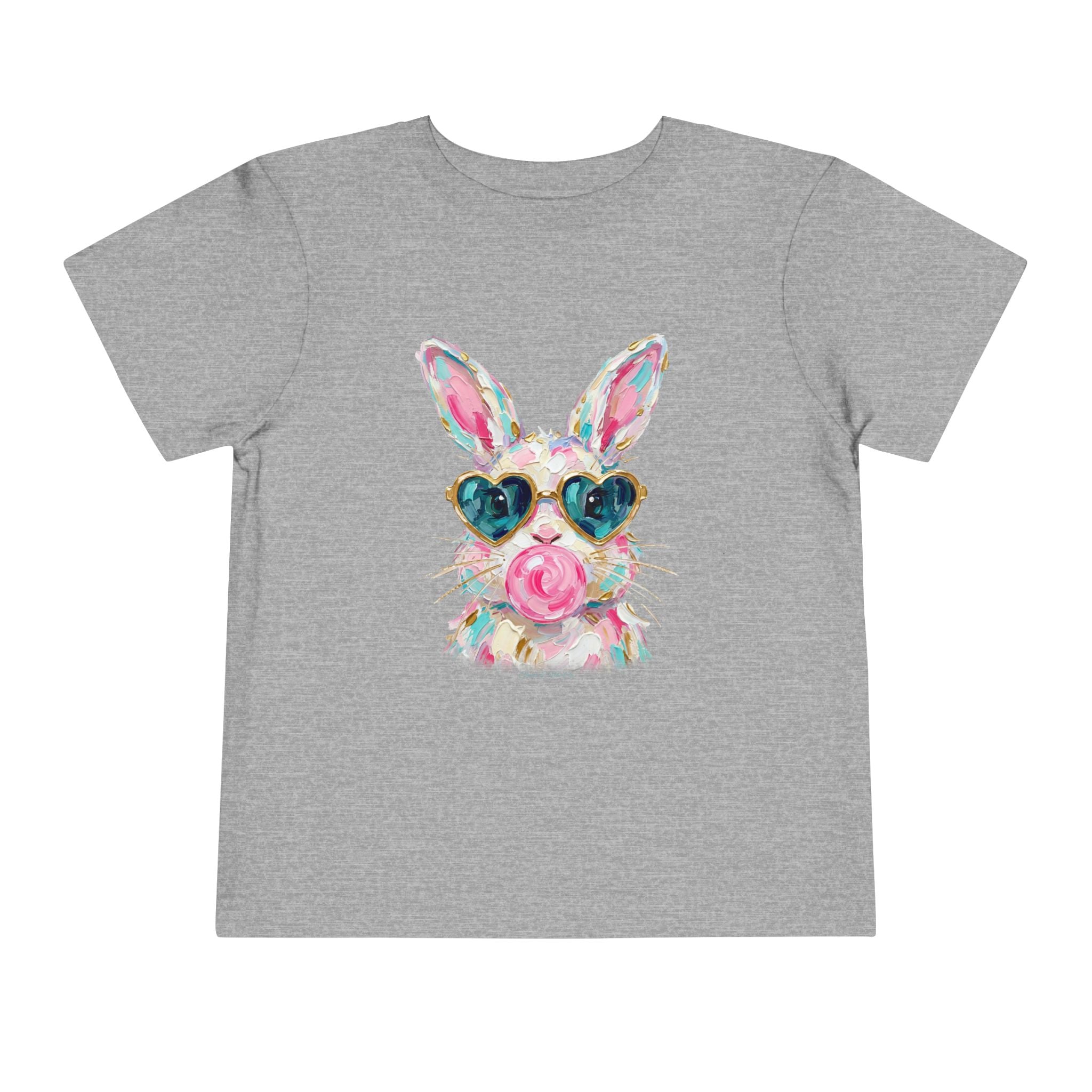 Toddler Tee — Colorful Bunny with Heart Sunglasses & Lollipop (Cute Easter Kids Shirt)