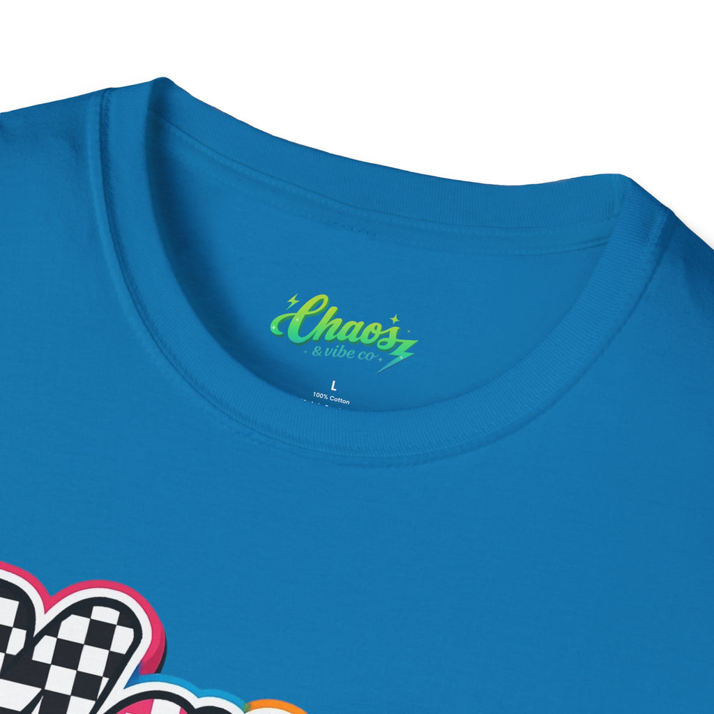 Mama Script Logo T-Shirt | Retro Checkerboard, Rainbow Bubble Letters