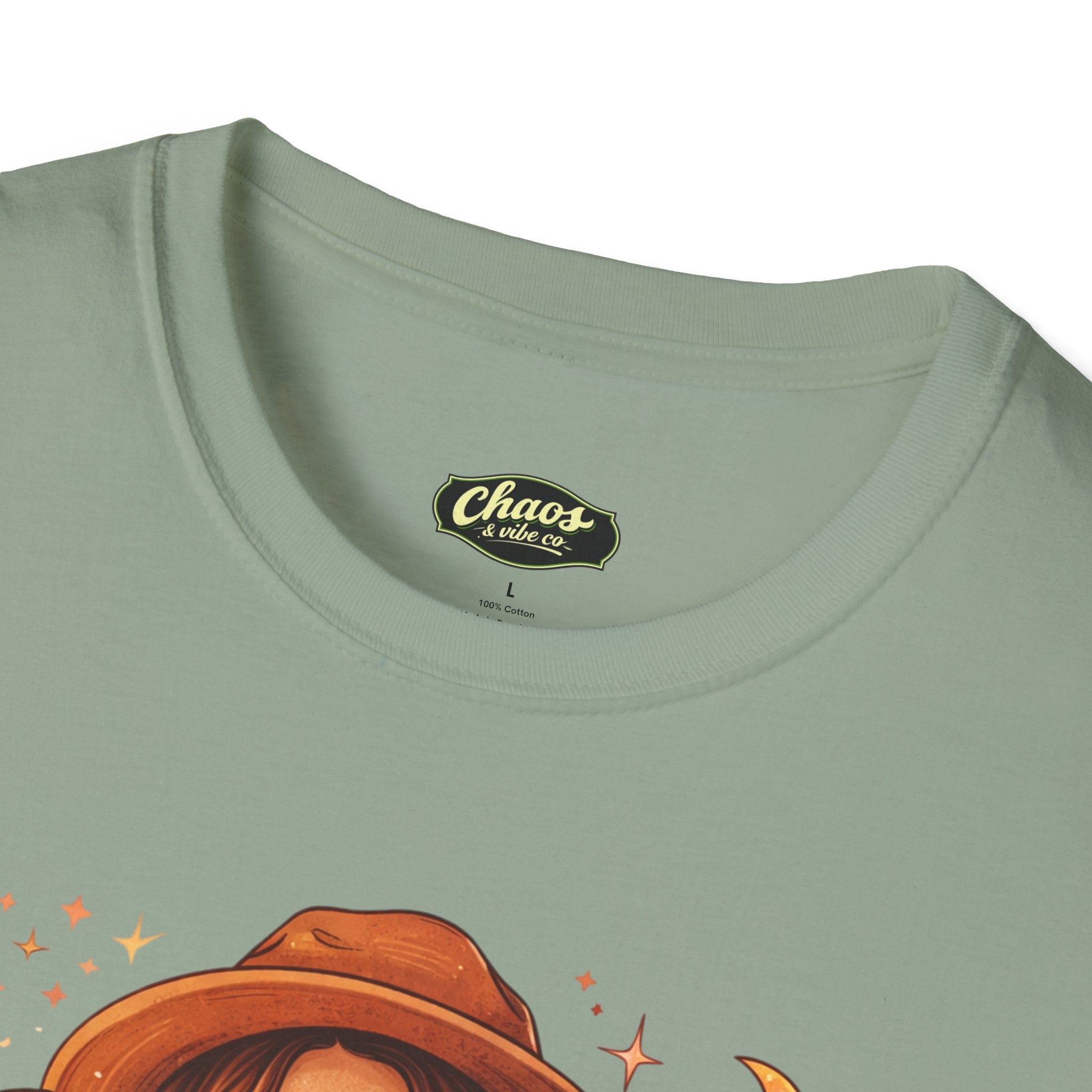 Boho Camper Girl T-Shirt | Retro Van, Campfire, Floral Sunset