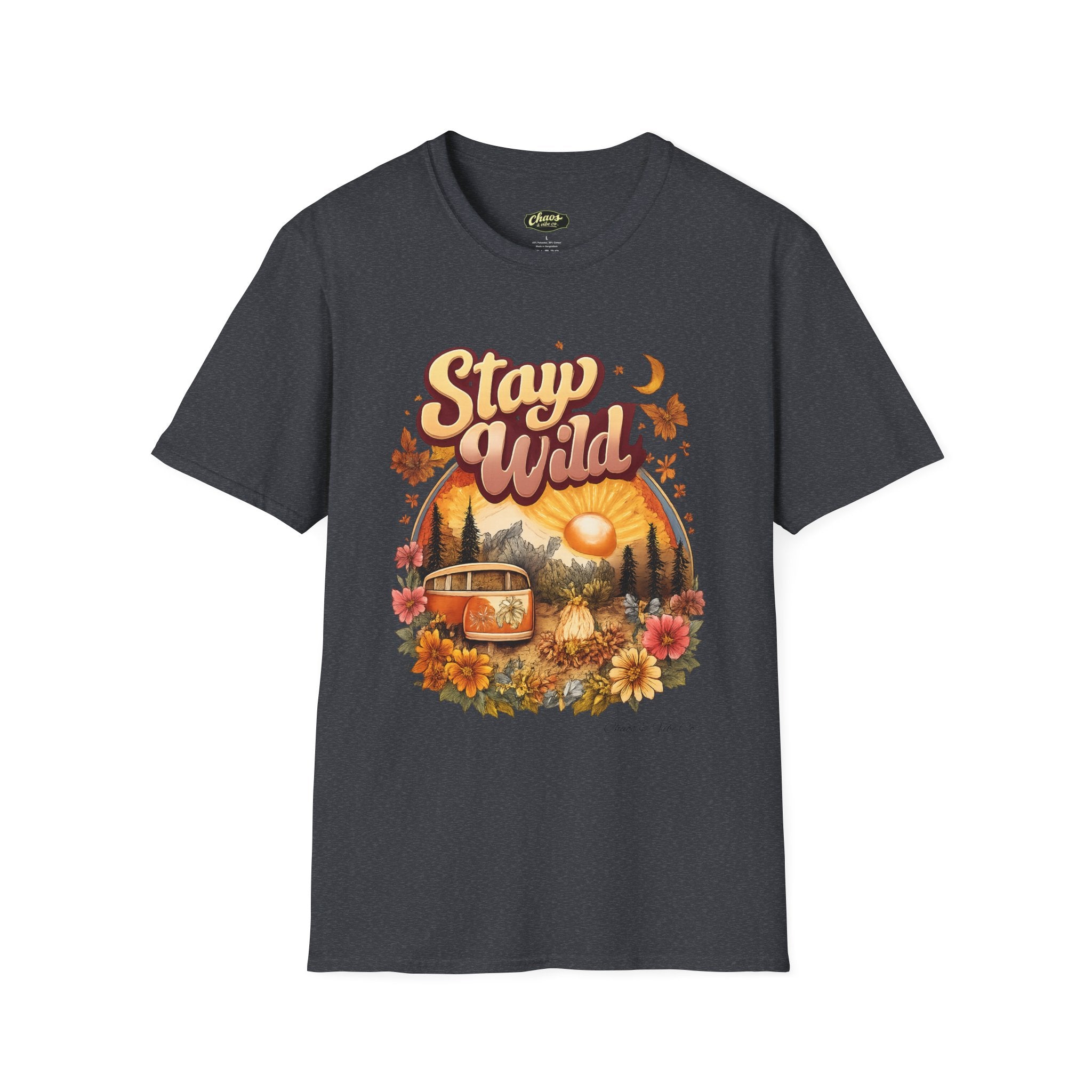 Stay Wild van sunset graphic T-Shirt | vintage camper adventure