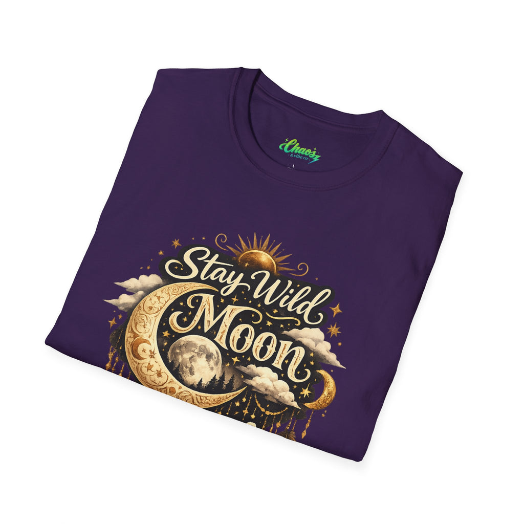 Unisex Stay Wild Moon Child T-Shirt — Boho Moon Phase Graphic Tee