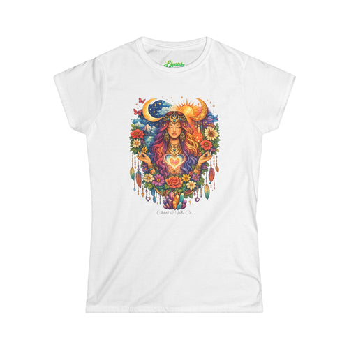 Bohemian Sun Moon Goddess Tee | Floral Heart Mandala, Dreamcatcher Vibes