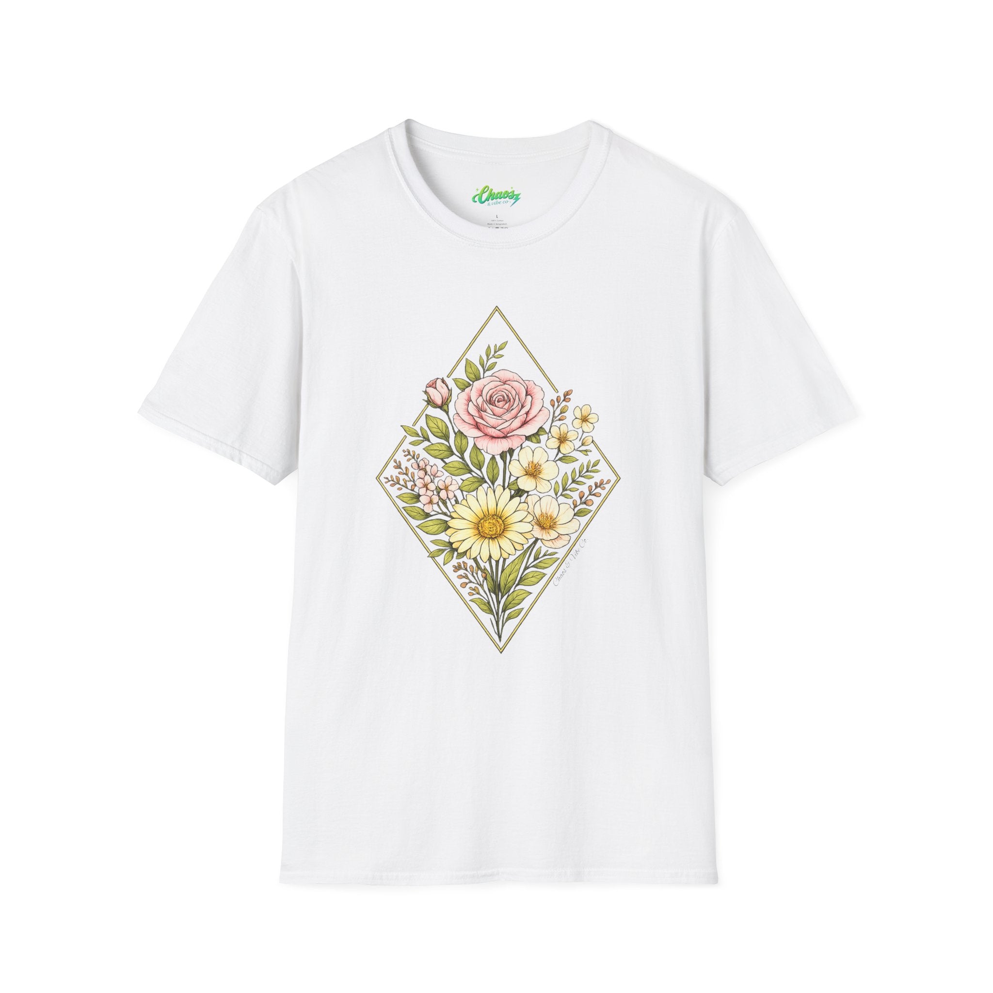 Unisex Colored Floral Diamond T-Shirt