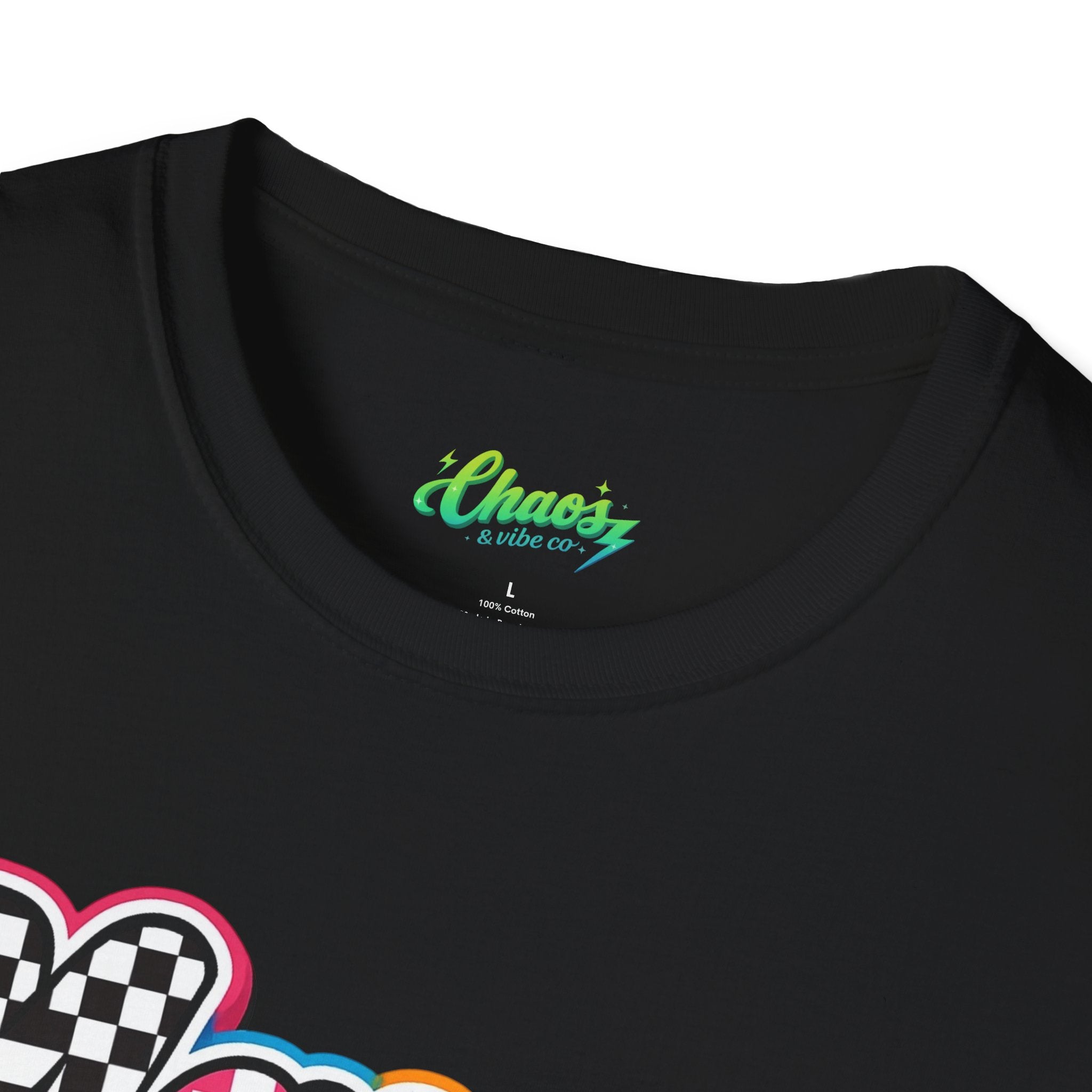 Mama Script Logo T-Shirt | Retro Checkerboard, Rainbow Bubble Letters