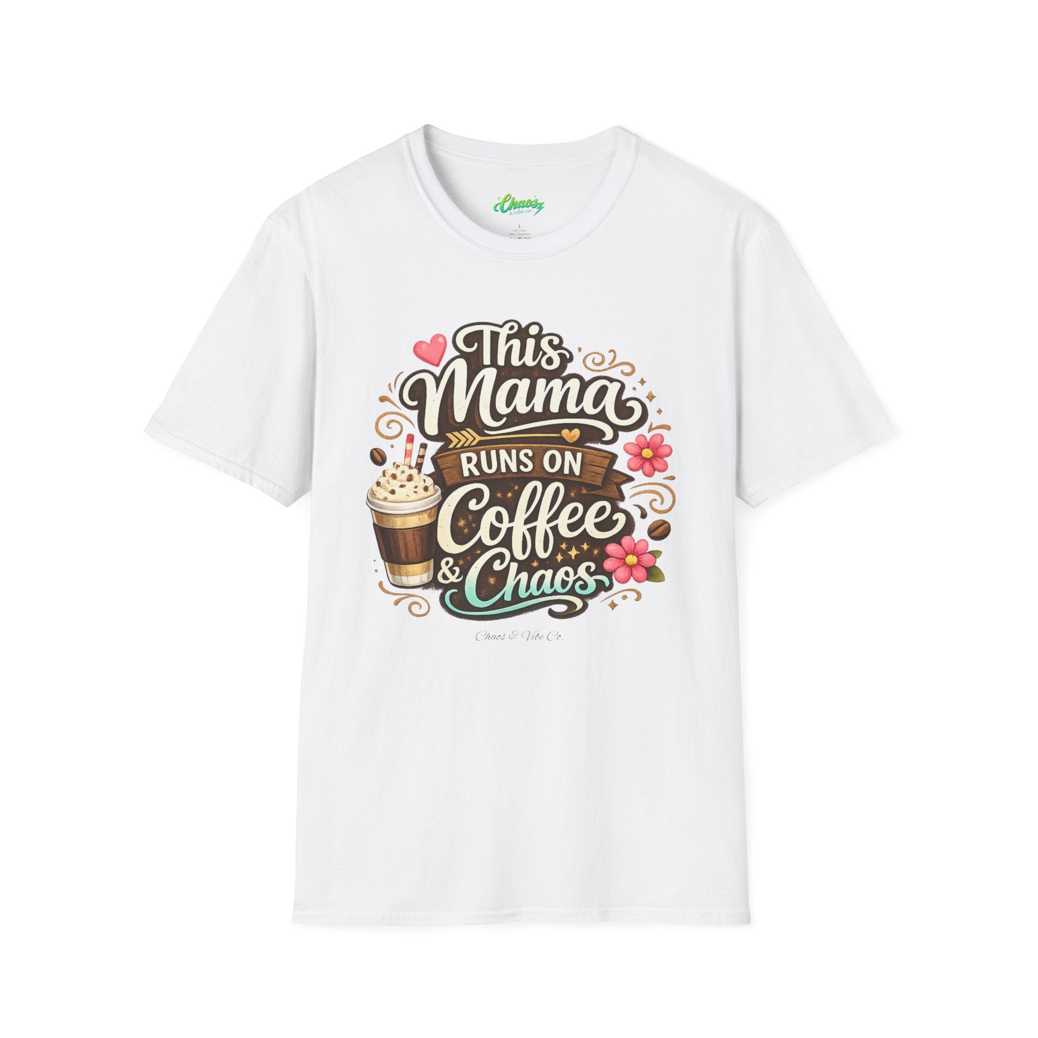 Unisex Mama Runs on Coffee & Chaos T-Shirt — Funny Mother's Day Mom Tee
