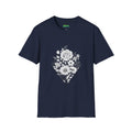Unisex Floral Diamond Line Art T-Shirt — Botanical Sketch Graphic Tee
