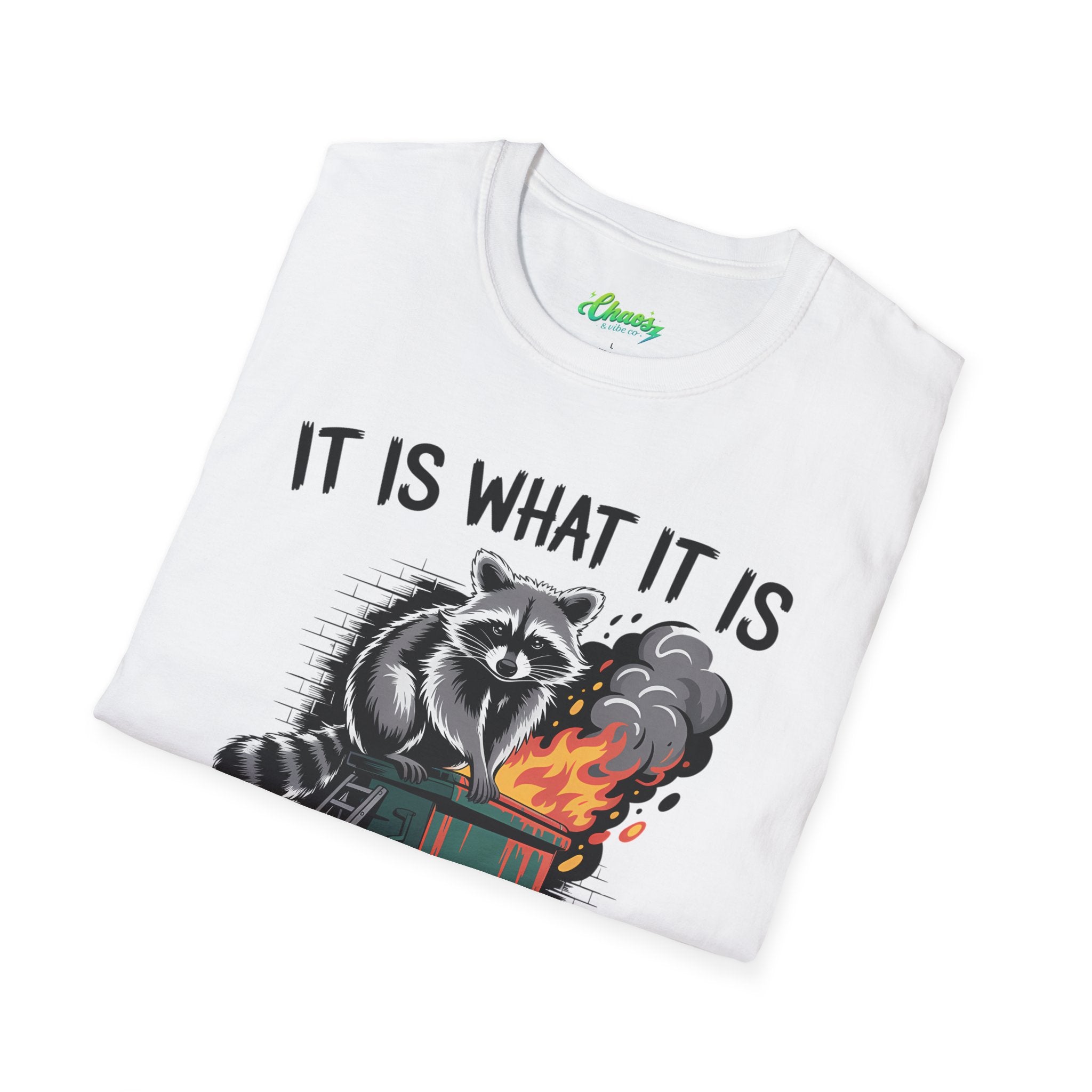Unisex Dumpster Fire Raccoon T-Shirt – "It Is What It Is And It Is Not Great" Graphic Tee