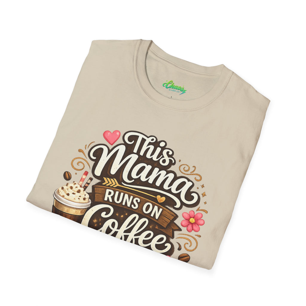 Unisex Mama Runs on Coffee & Chaos T-Shirt — Funny Mother's Day Mom Tee