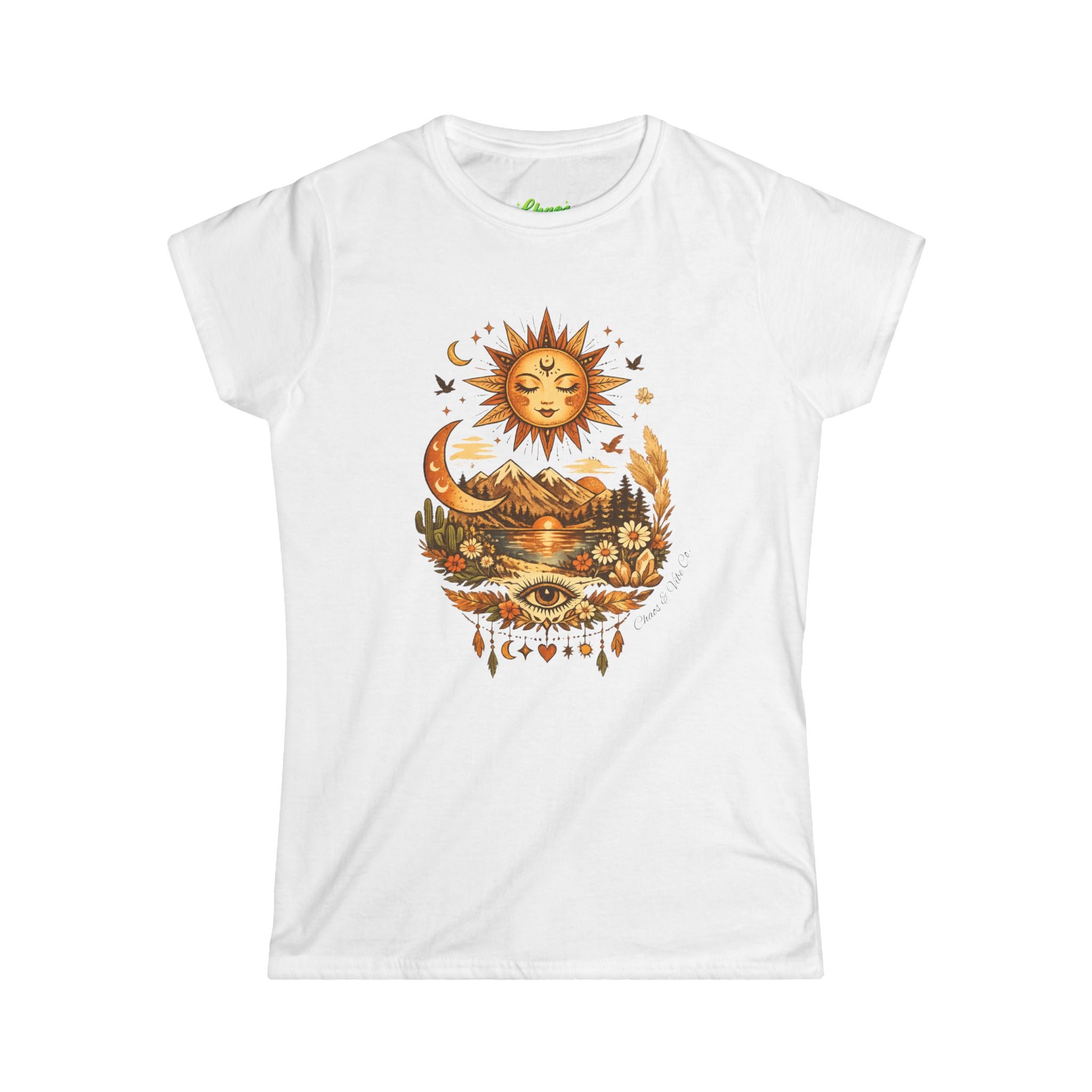 Sun and Moon Landscape Tee | Boho Celestial Sunflower Design