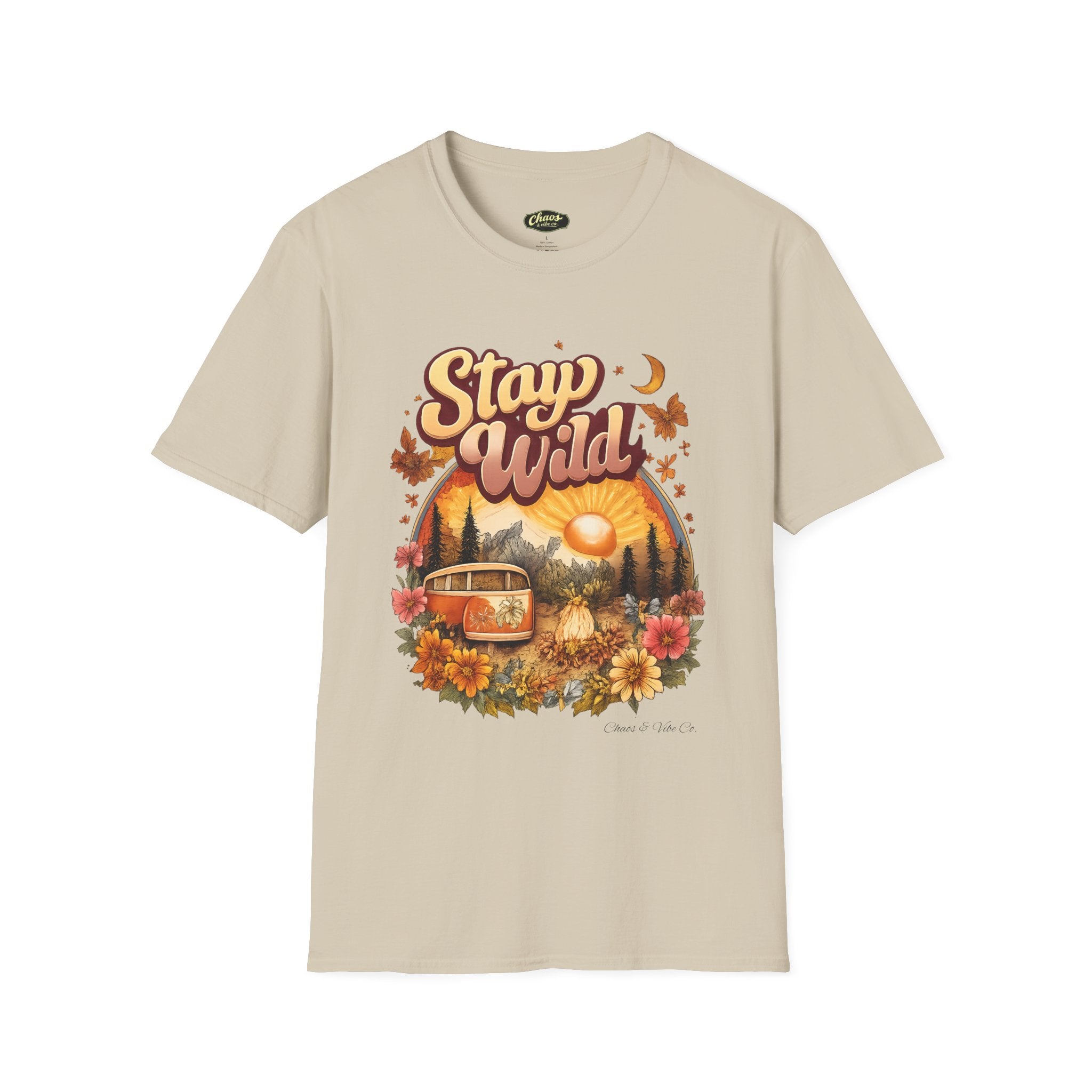 Stay Wild van sunset graphic T-Shirt | vintage camper adventure