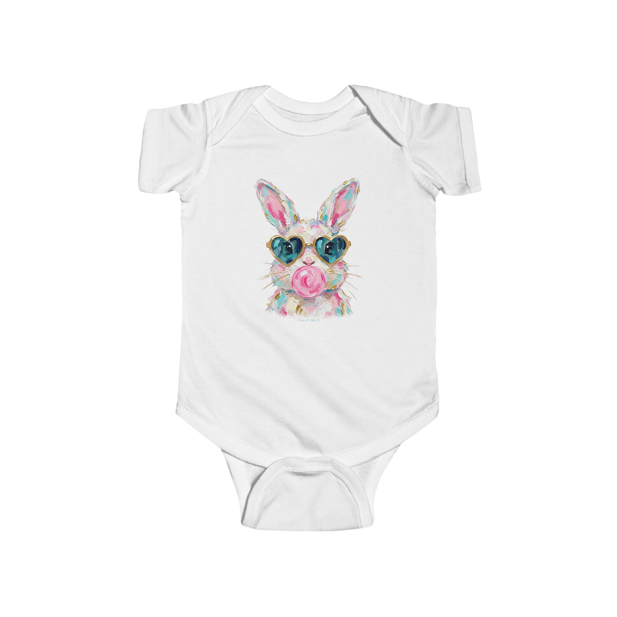 Baby Cute Bunny Sunglasses Infant Bodysuit - Floral Baby Onesie