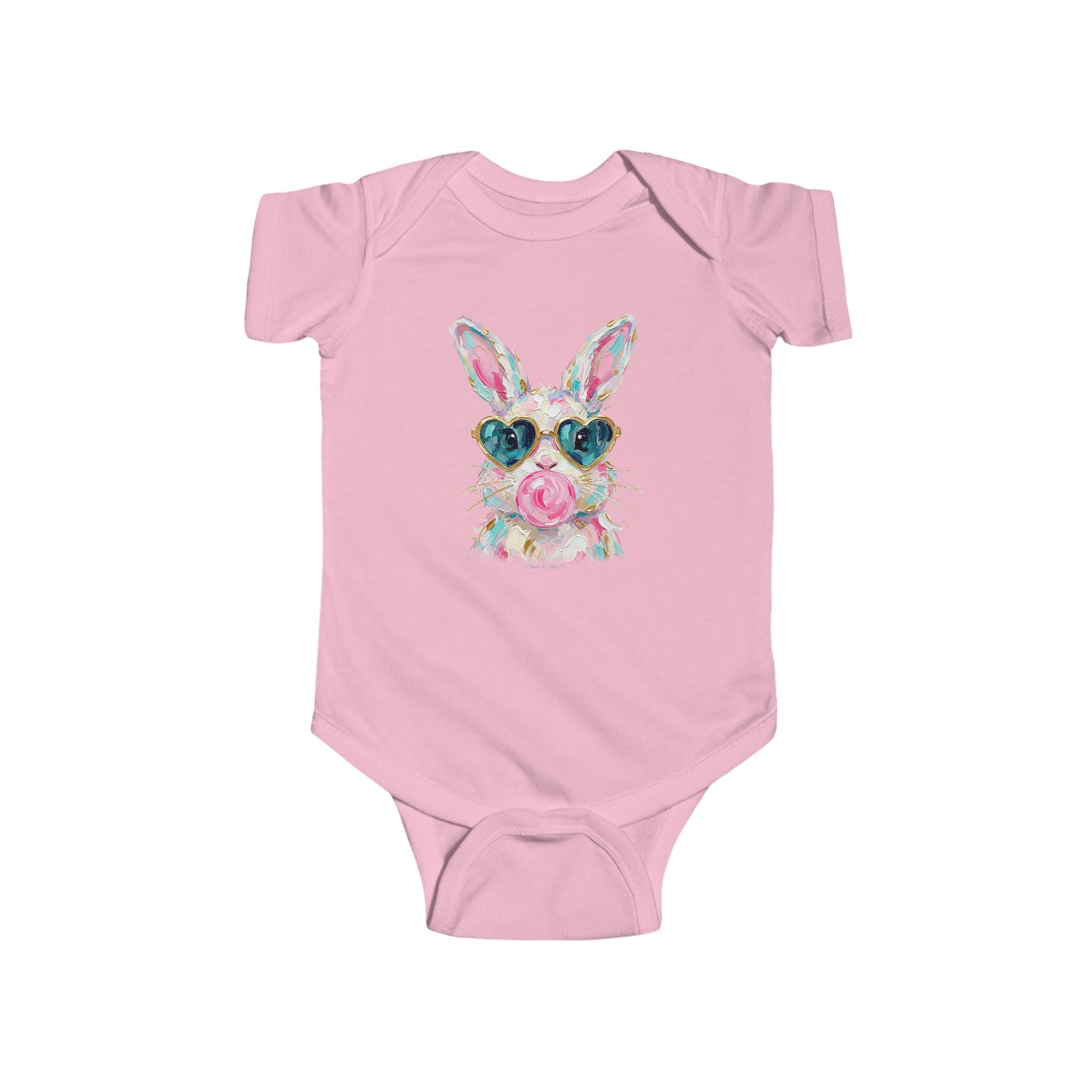 Baby Cute Bunny Sunglasses Infant Bodysuit - Floral Baby Onesie